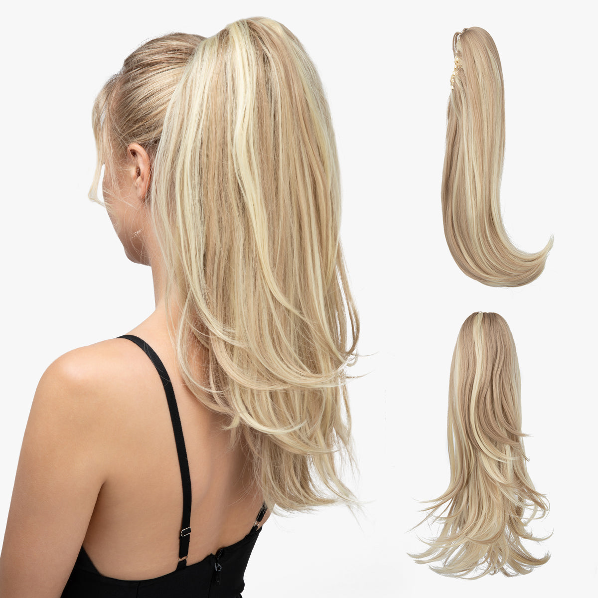 Clip In Hair Extensions Long Straight Ponytail Dirty Blonde