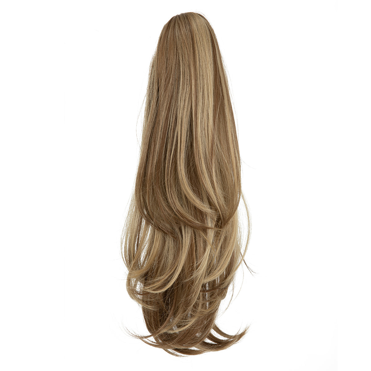 Clip In Hair Extensions Long Straight Ponytail Brunette Ash Blonde