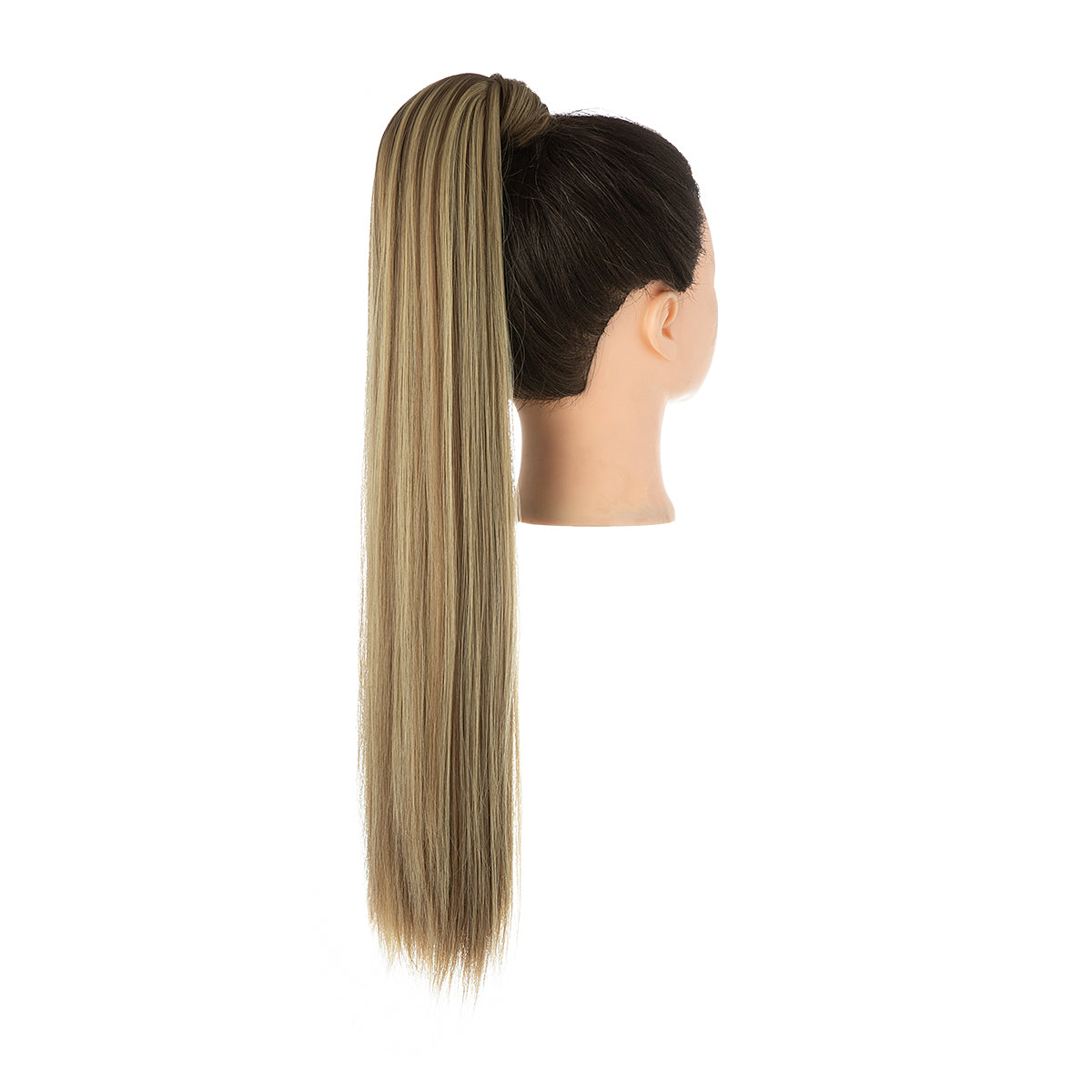 Clip Drawstring Fake Long Ponytail Brown Ash Blonde 24in
