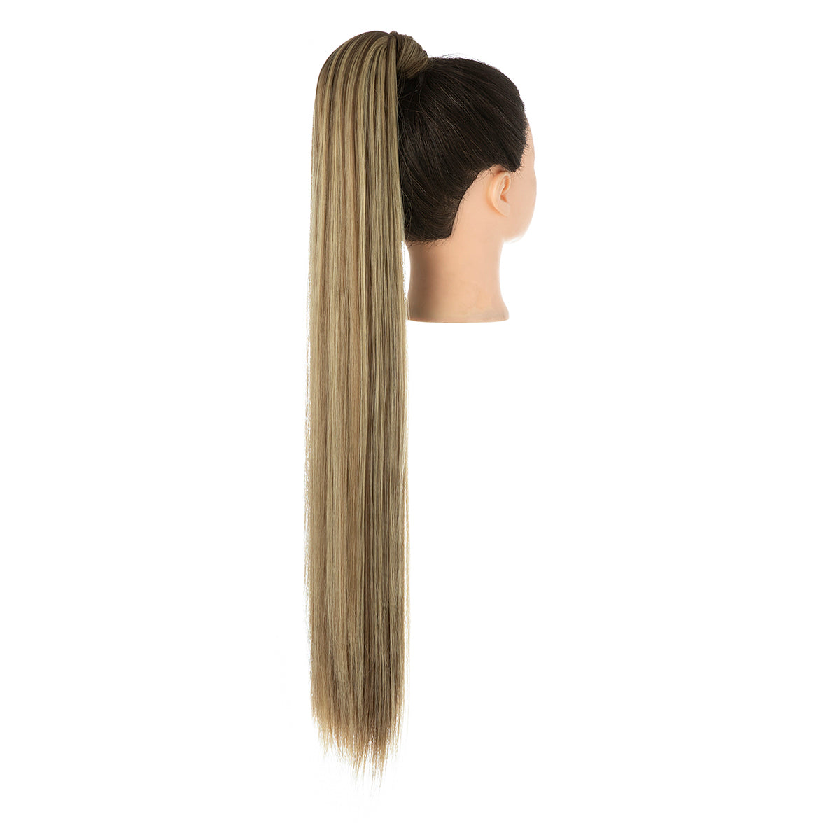Clip Drawstring Fake Long Ponytail Brown Ash Blonde 32in