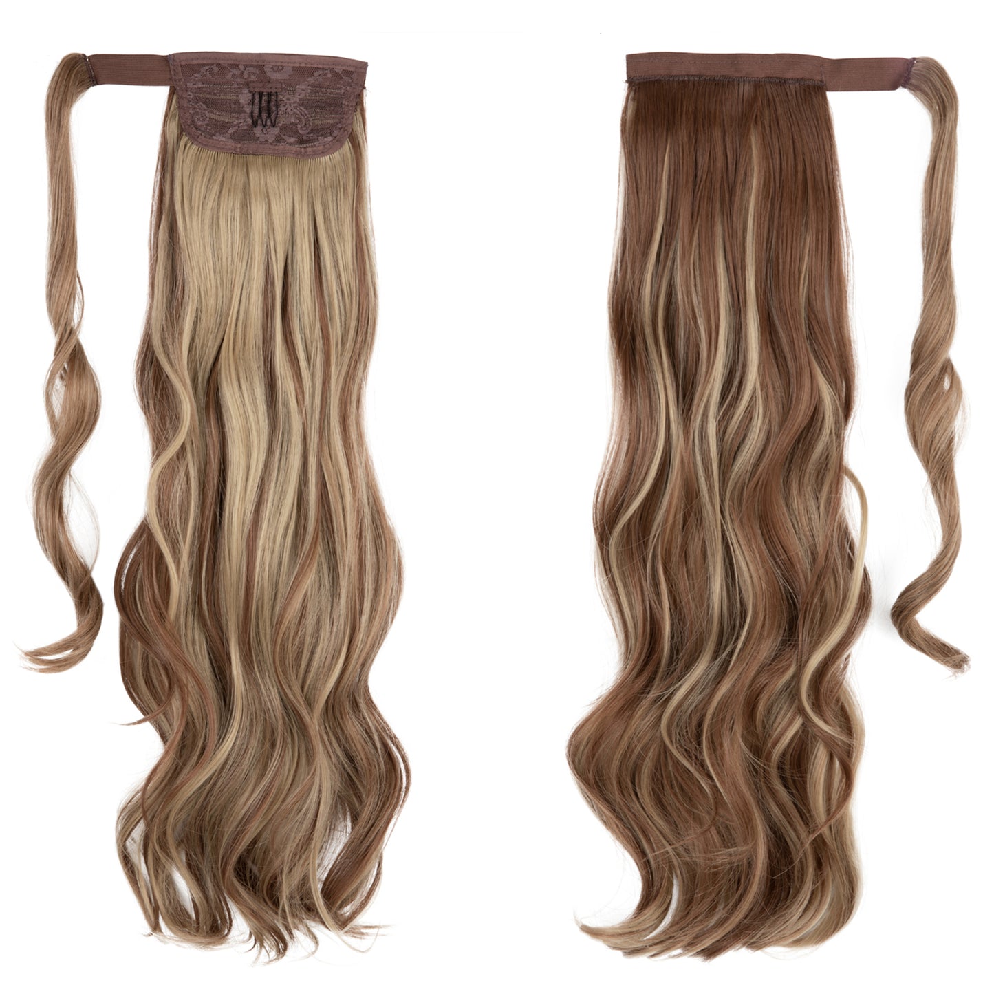 Wrap Around Long Curly Ponytail Medium Auburn Ash Blonde 22in
