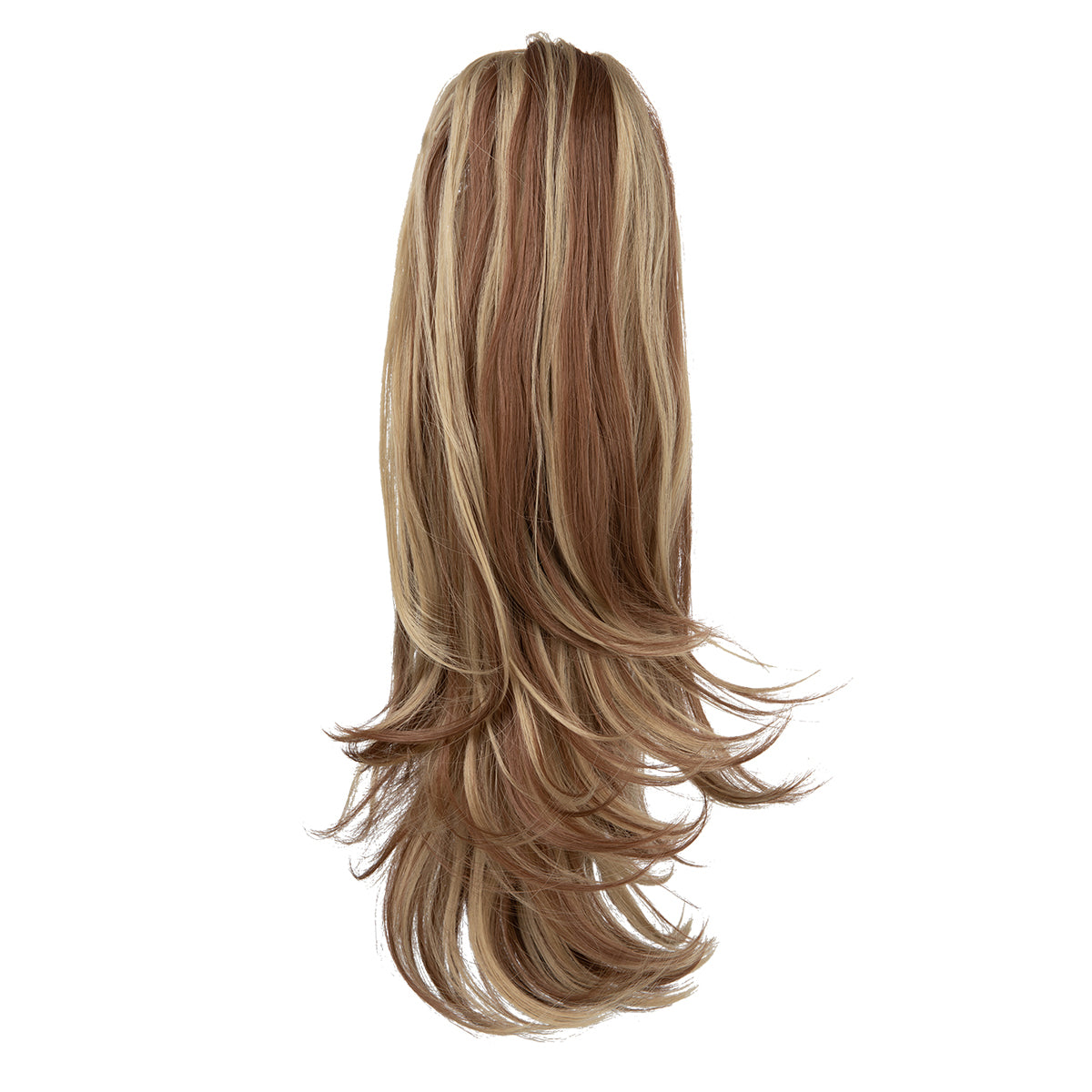 Clip In Hair Extensions Long Straight Ponytail Medium Auburn Ash Blonde