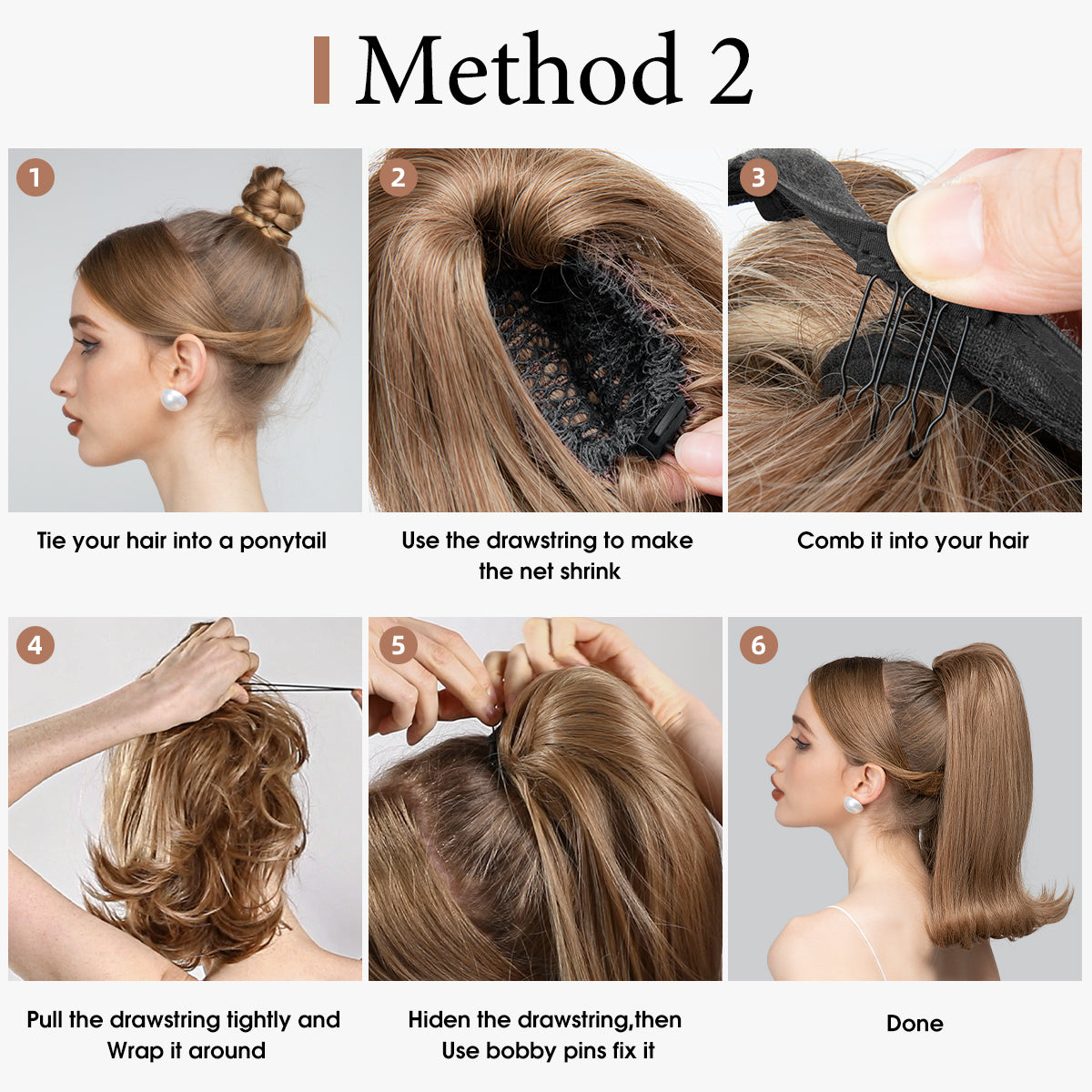 Curly Hair Drawstring Hat Ponytail Half Head Wig