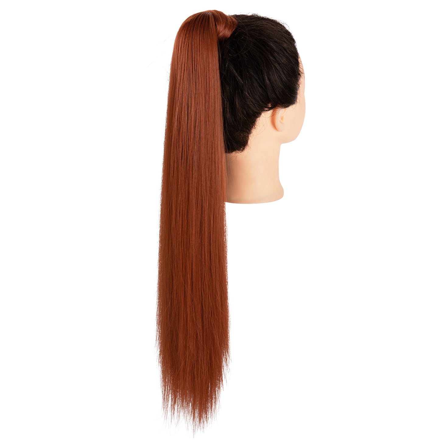 Clip Drawstring Fake Long Ponytail Reddish Brown 24in