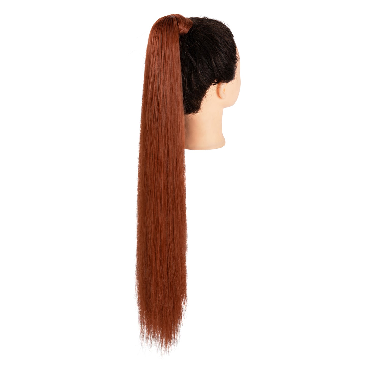 Clip Drawstring Fake Long Ponytail Reddish Brown 32in