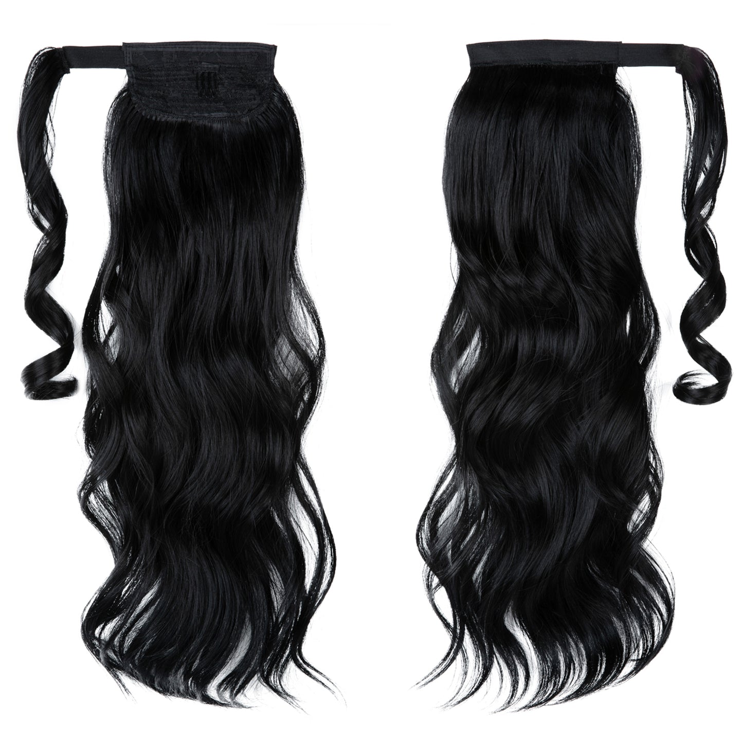 Wrap Around Long Curly Ponytail Jet Black 22in