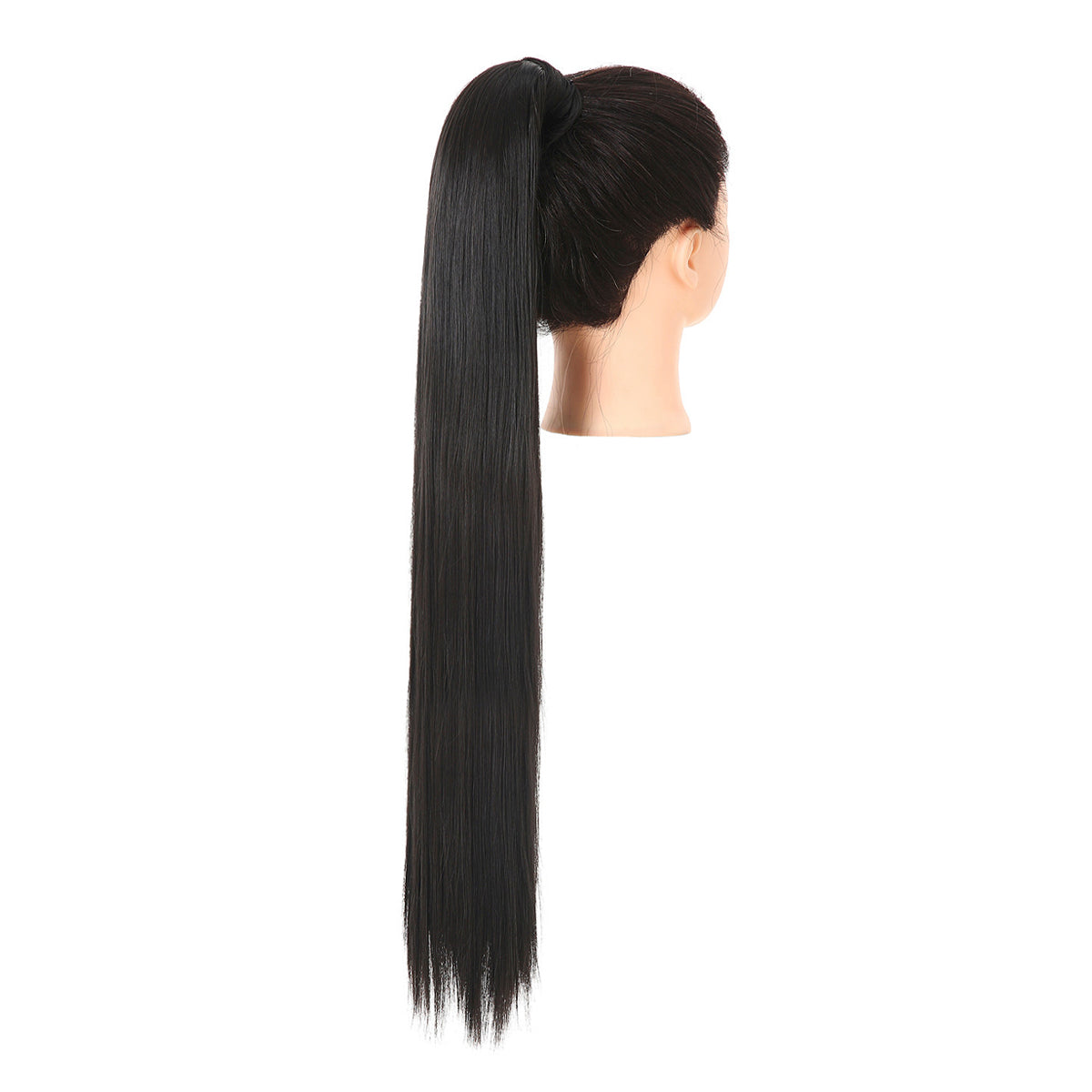Clip Drawstring Fake Long Ponytail Jet Black 32in