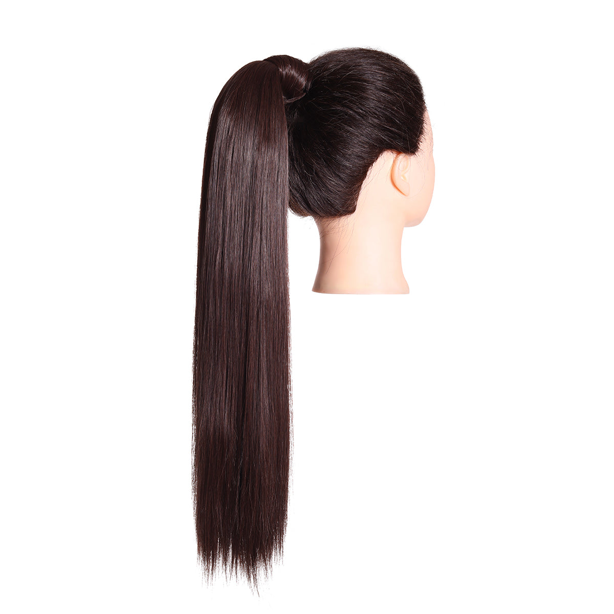 Clip Drawstring Fake Long Ponytail Chestnut Brown 24in