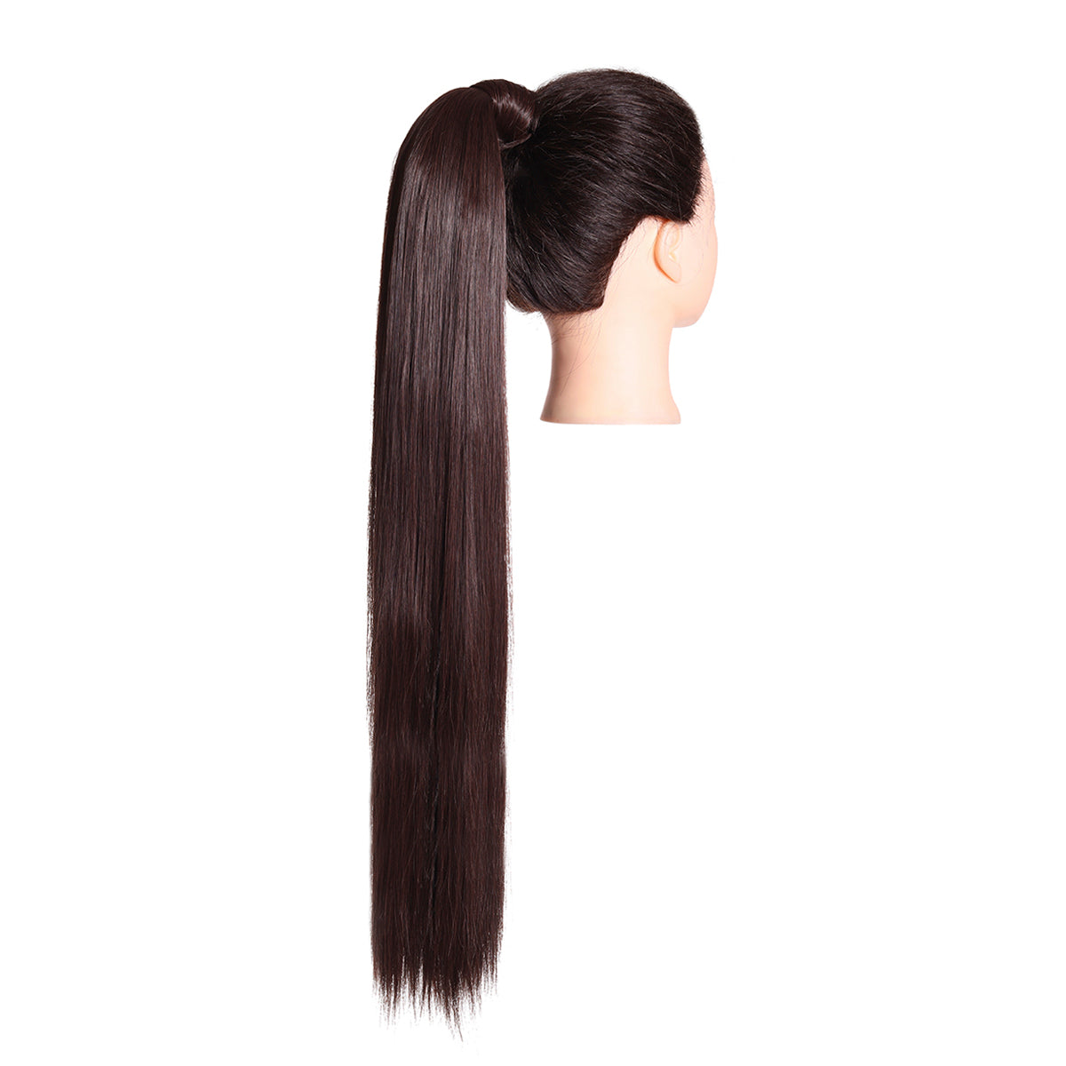 Clip Drawstring Fake Long Ponytail Chestnut Brown 32in