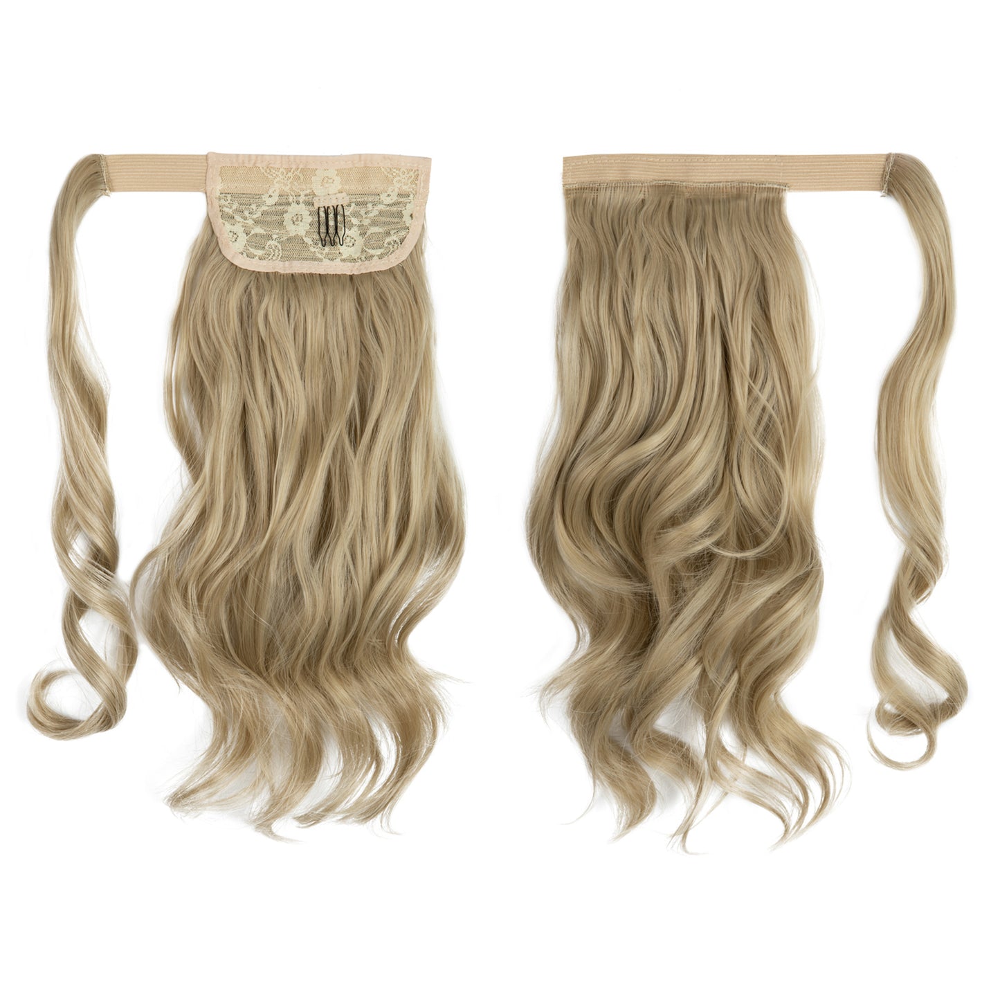 Wrap Around Long Curly Ponytail Ash Blonde 14in