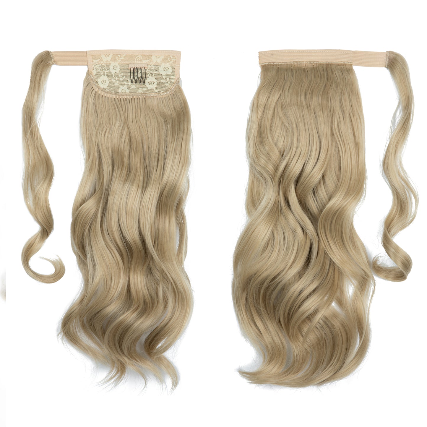 Wrap Around Long Curly Ponytail Ash Blonde 18in
