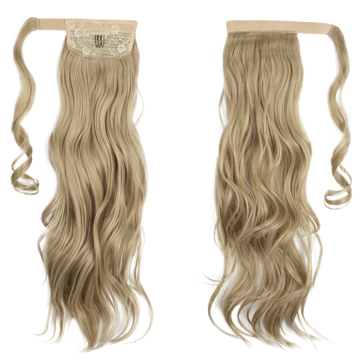 Wrap Around Long Curly Ponytail Ash Blonde 22in