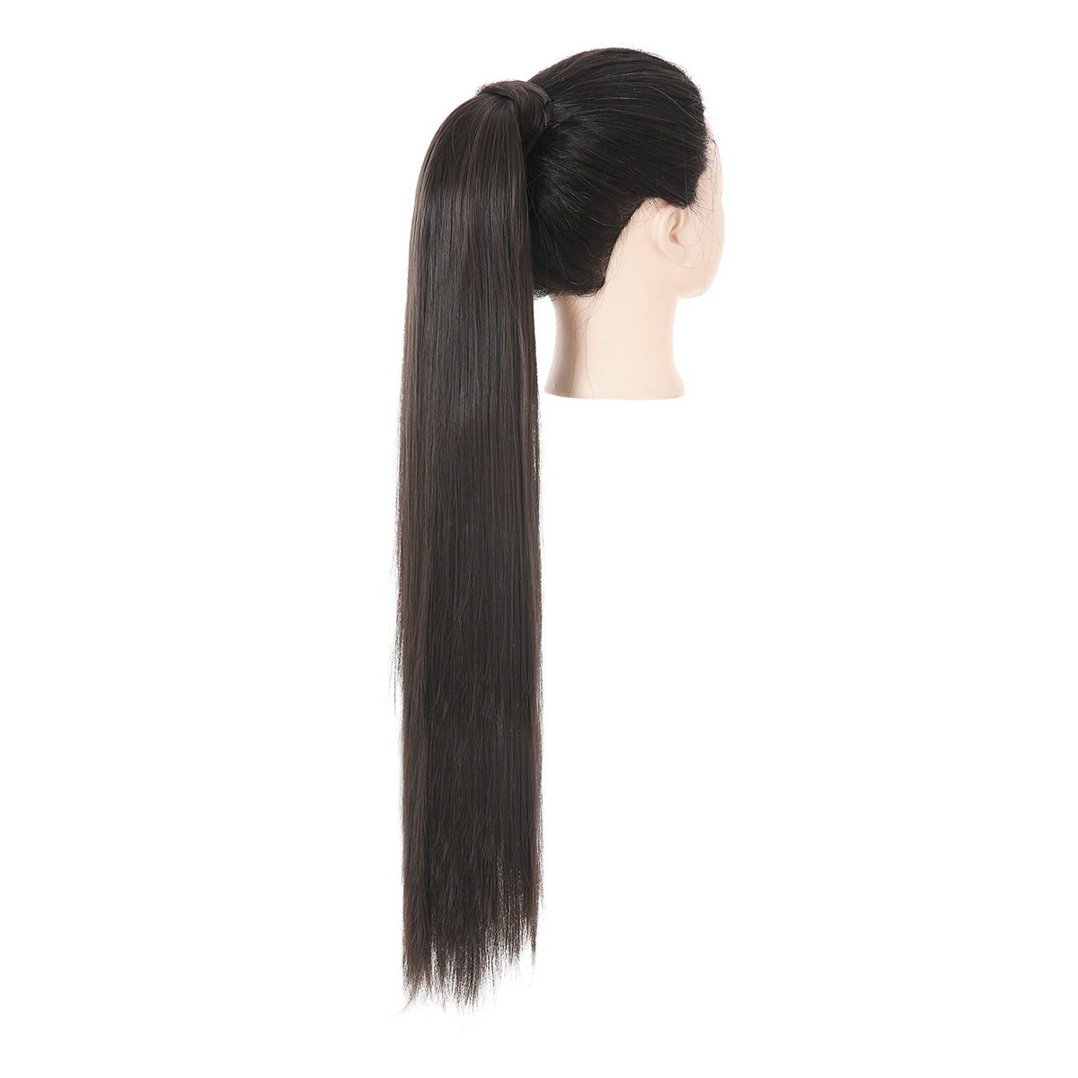 Clip Drawstring Fake Long Ponytail Off Black 32in
