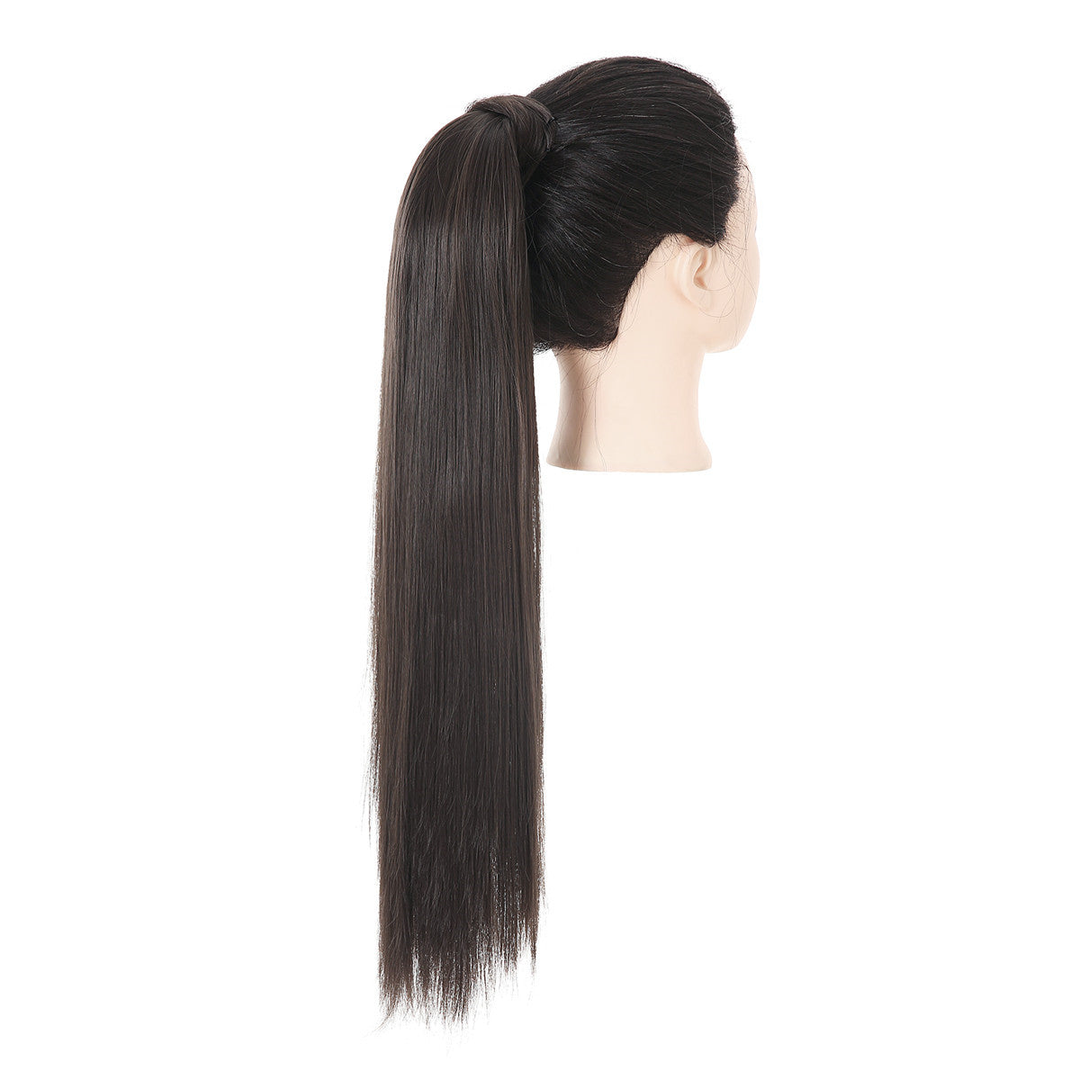 Clip Drawstring Fake Long Ponytail Off Black 24in