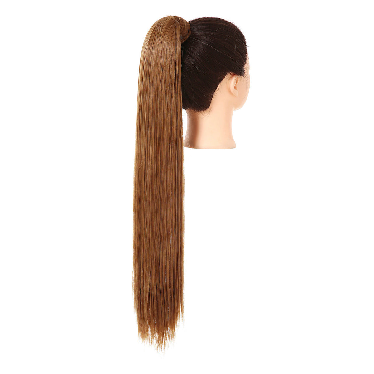 Clip Drawstring Fake Long Ponytail Light Auburn 32in