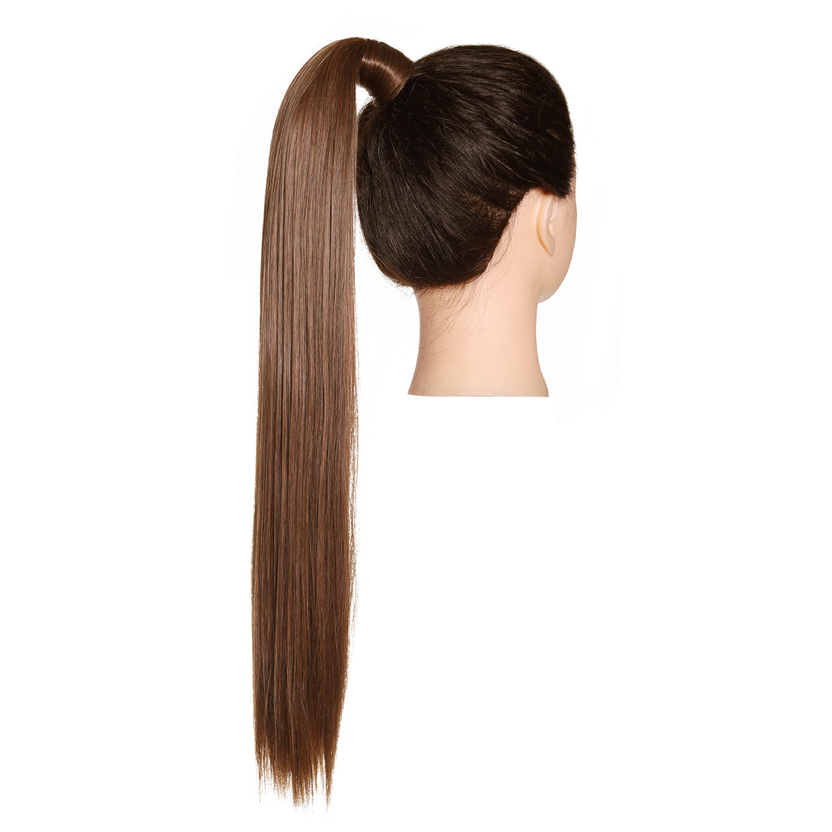 Clip Drawstring Fake Long Ponytail Light Brown 24in