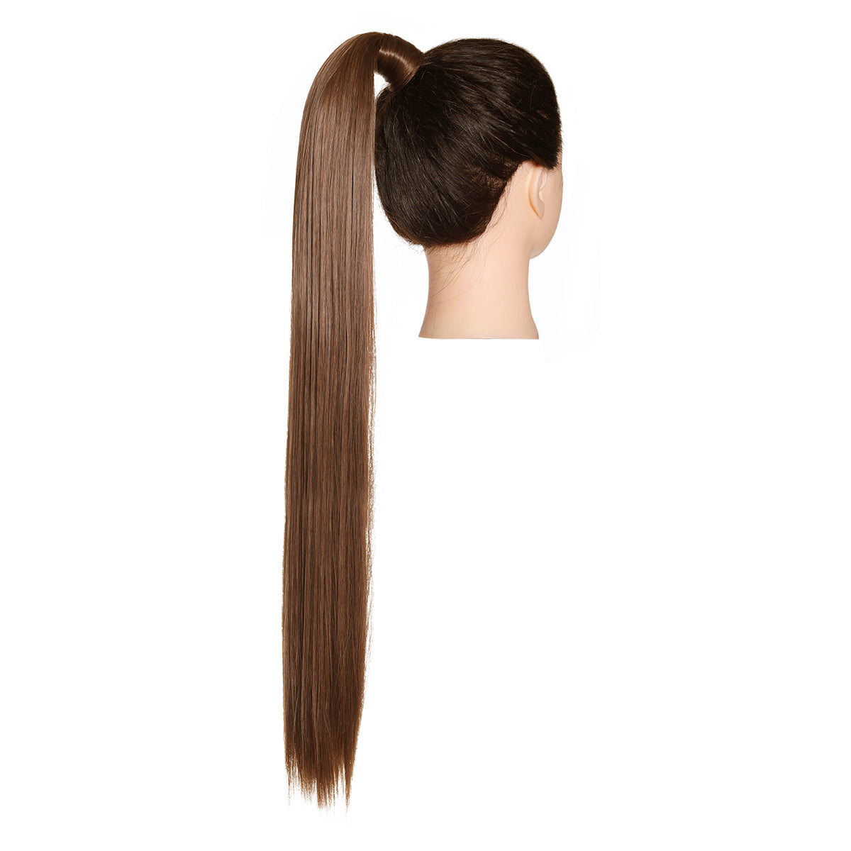 Clip Drawstring Fake Long Ponytail Light Brown 32in