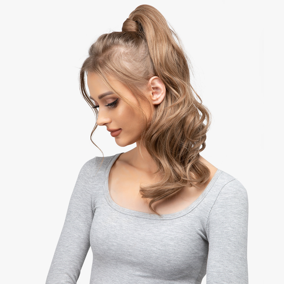Wrap Around Long Curly Ponytail Brown Blonde 18in