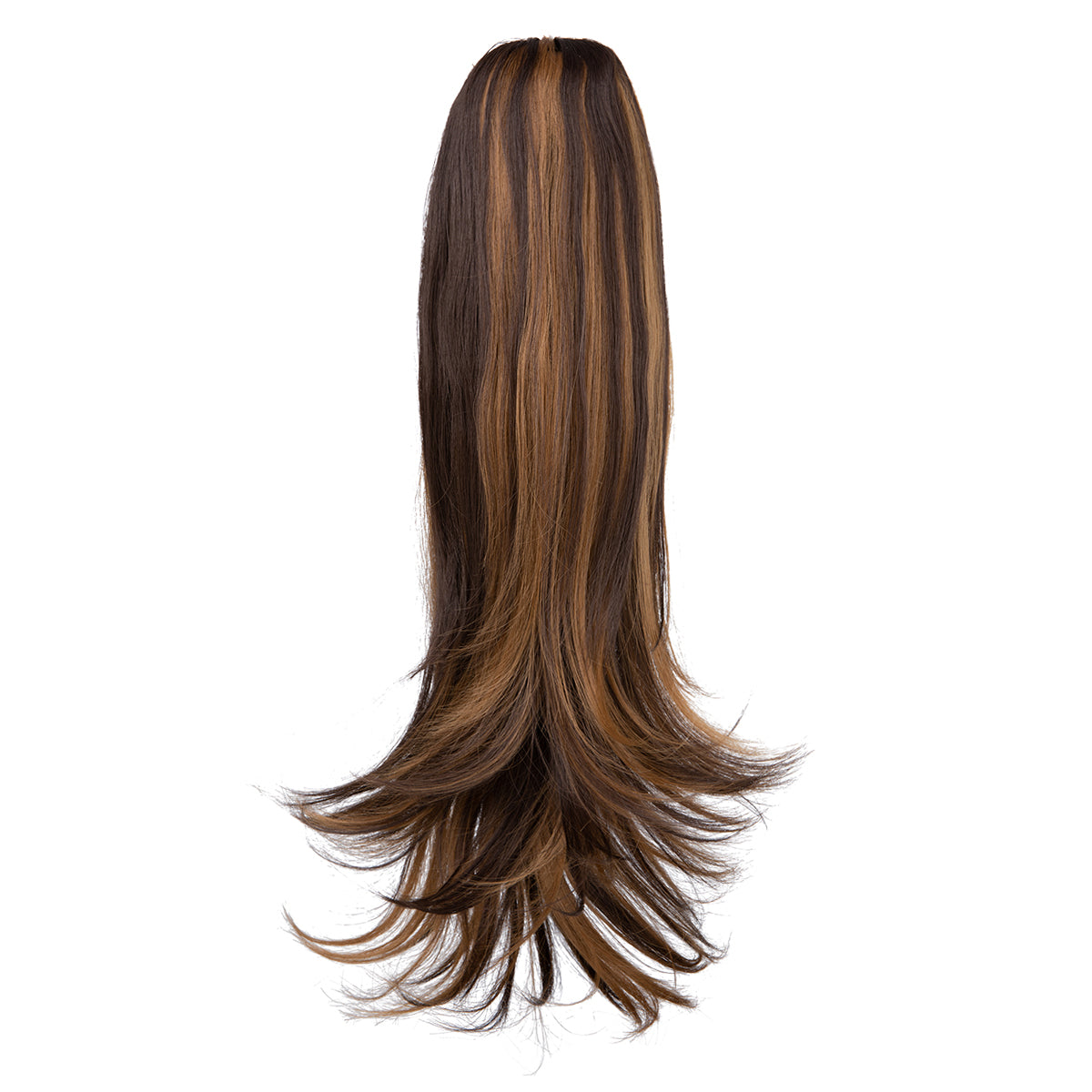 Clip In Hair Extensions Long Straight Ponytail Dark Brown Golden Blonde