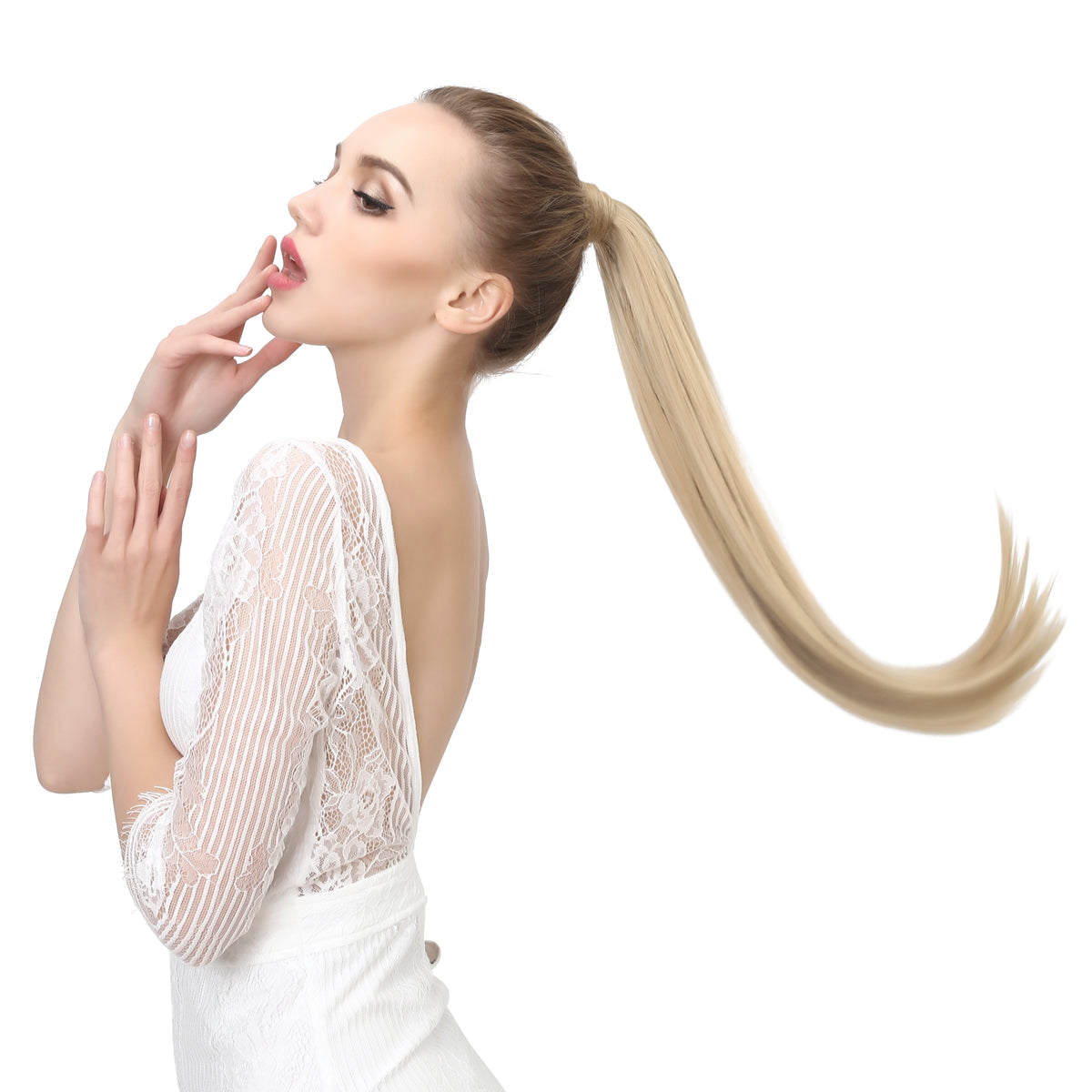 Clip Drawstring Fake Long Ponytail