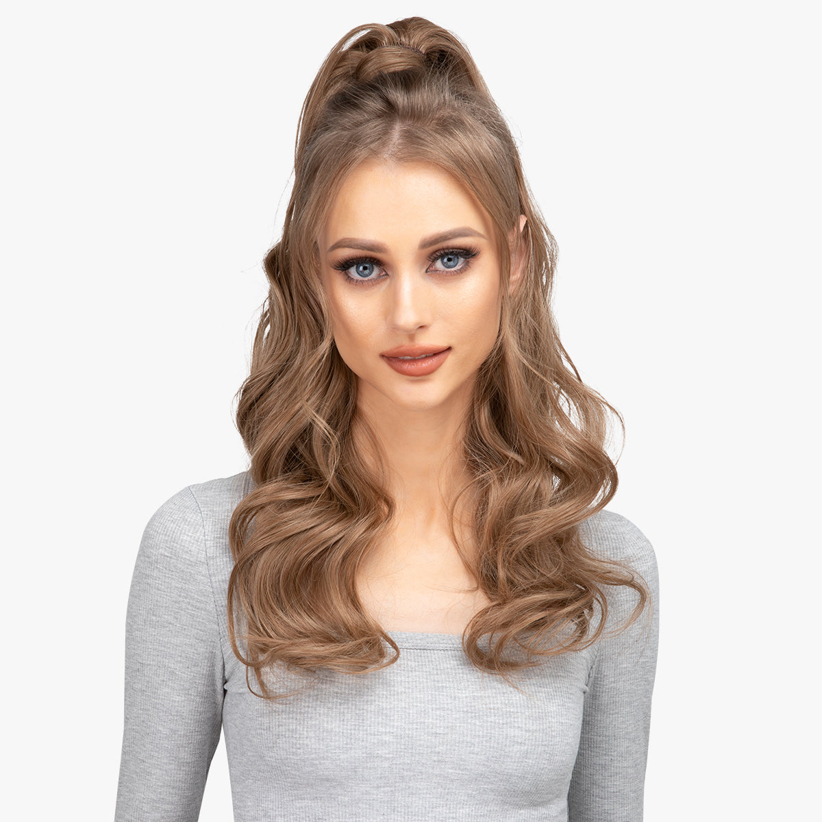 Wrap Around Long Curly Ponytail Brown Blonde 22in