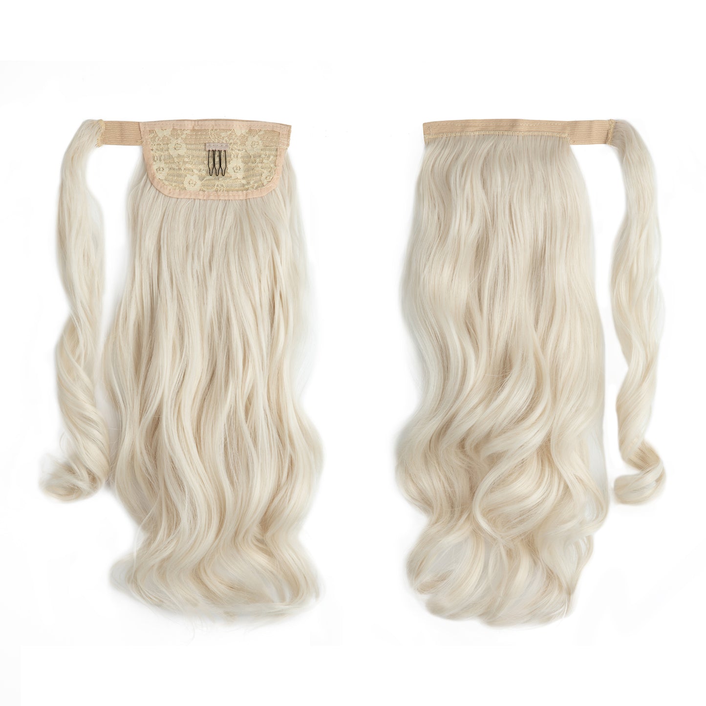 Wrap Around Long Curly Ponytail Platinum Blonde 14in