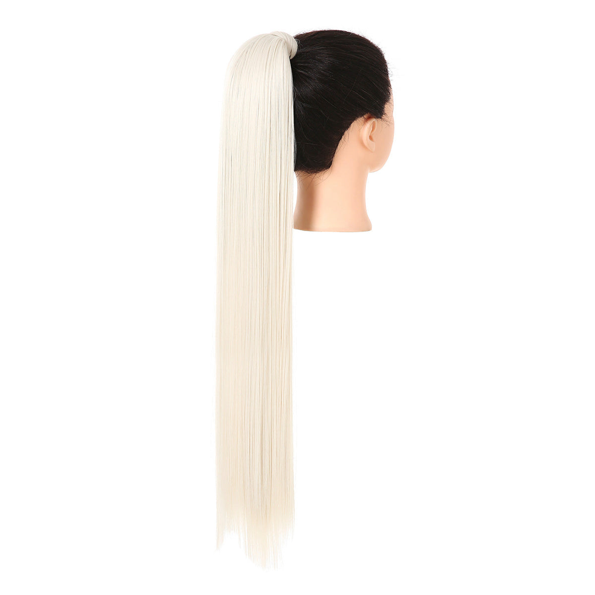 Clip Drawstring Fake Long Ponytail Platinum Blonde 32in