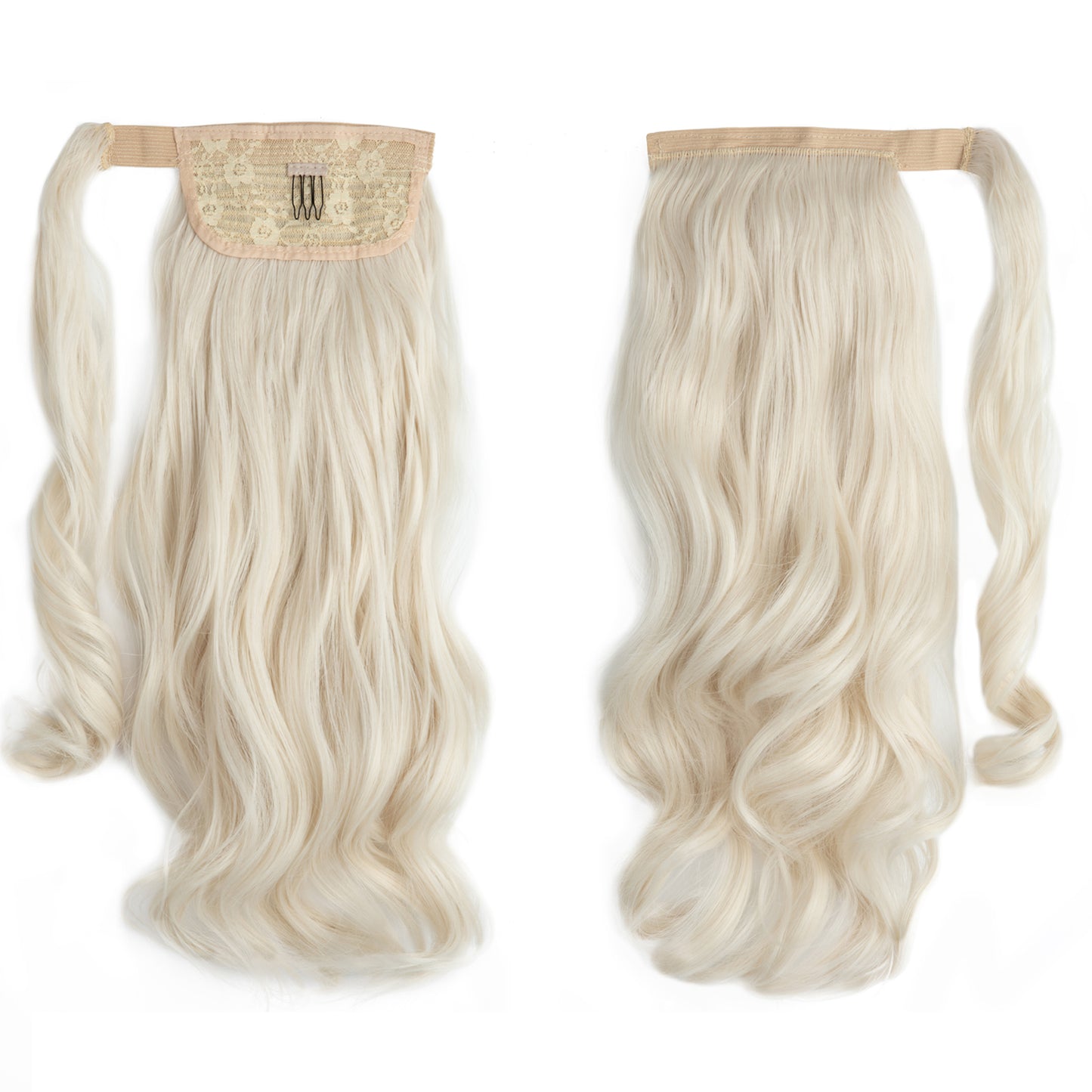 Wrap Around Long Curly Ponytail Platinum Blonde 18in