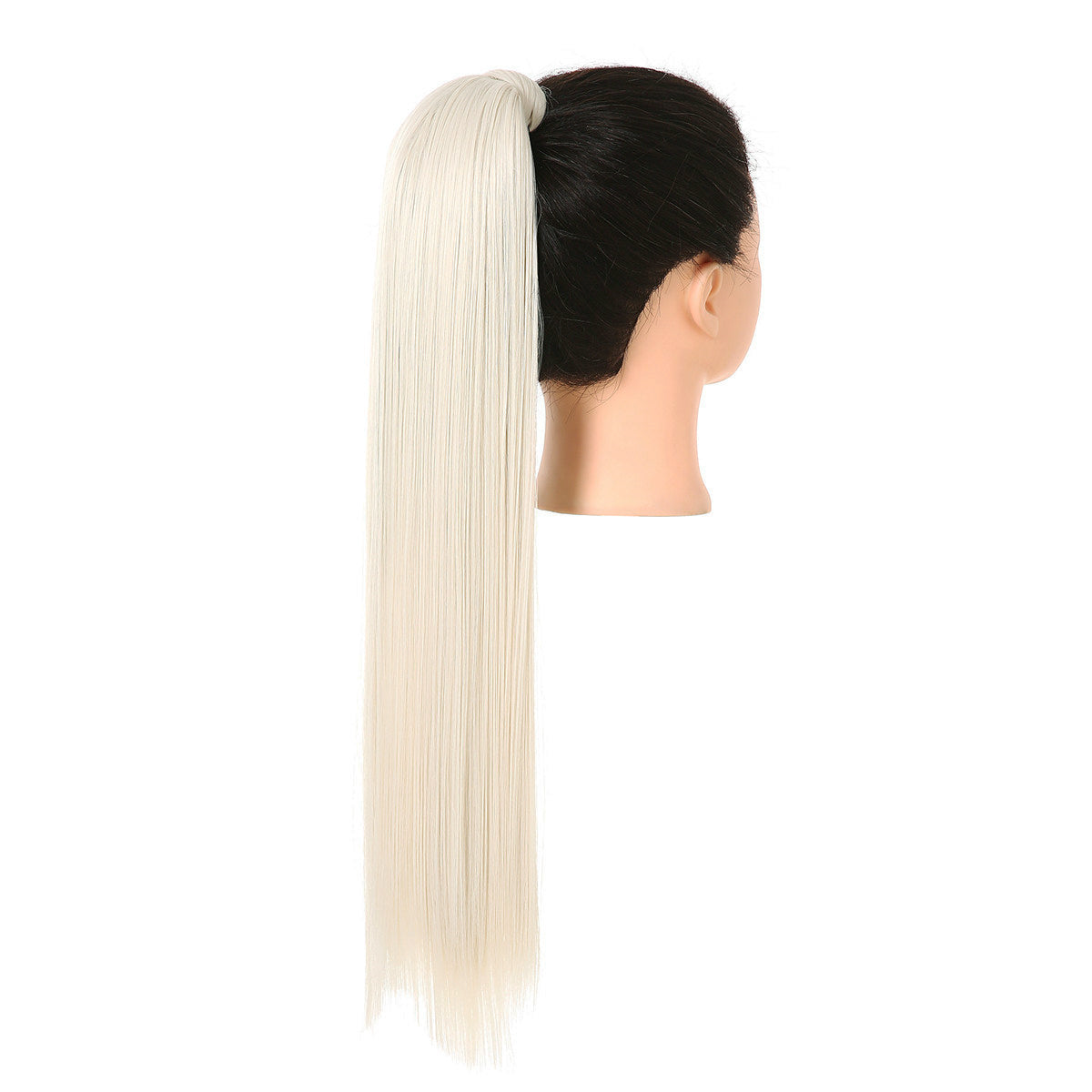 Clip Drawstring Fake Long Ponytail Platinum Blonde 24in
