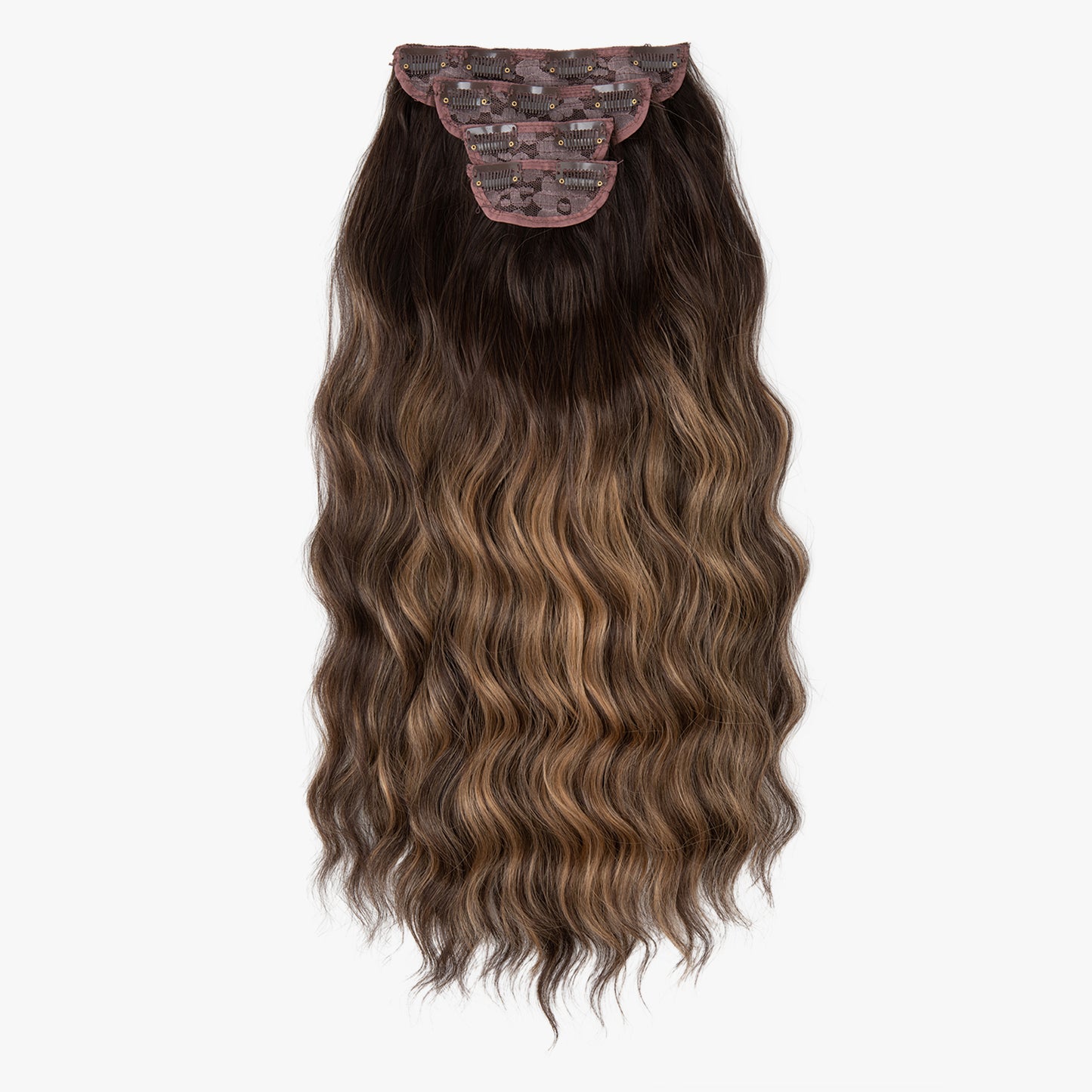 Clip In Hair Extensions 4 PCS Chocolate Brown Mixed Caramel Blonde