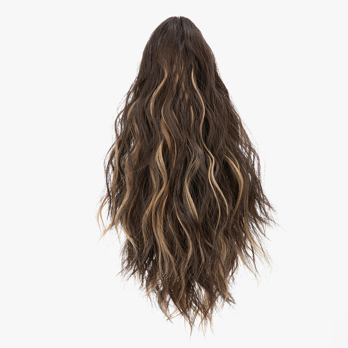 Claw Clip Short Ponytail Extension Wavy Ponytail Dark Brown Golden Blonde