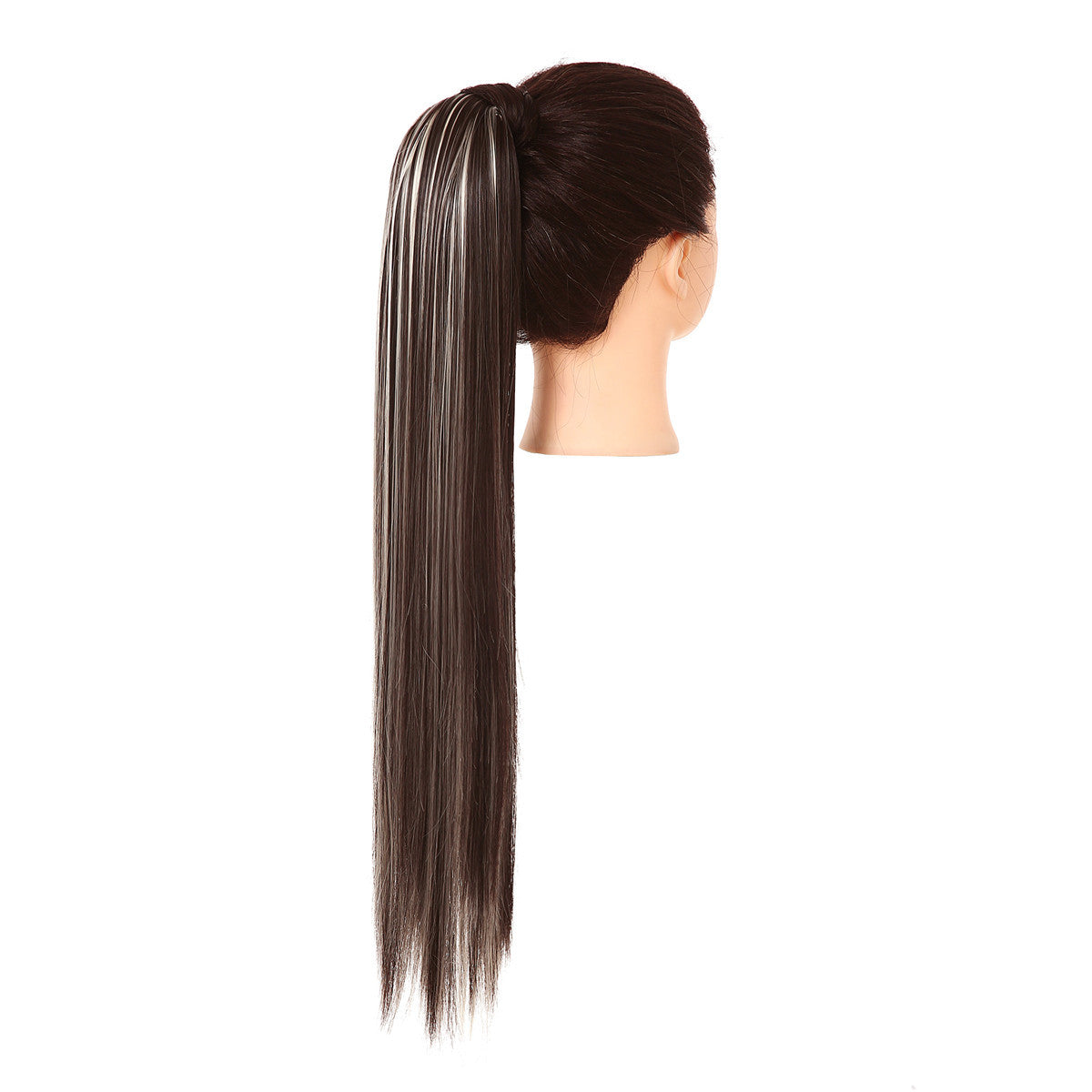 Clip Drawstring Fake Long Ponytail Dark Brown Beach Blonde 24in