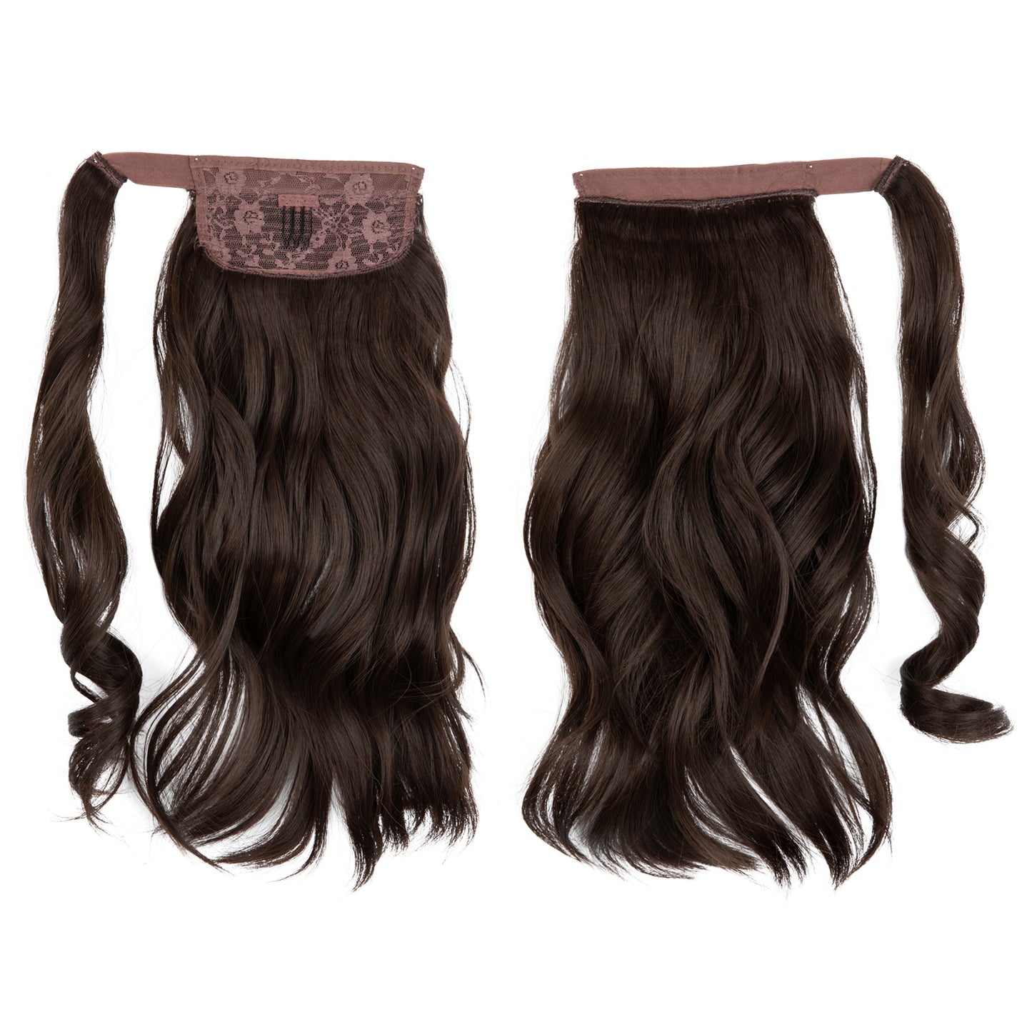 Wrap Around Long Curly Ponytail Dark Brown 14in
