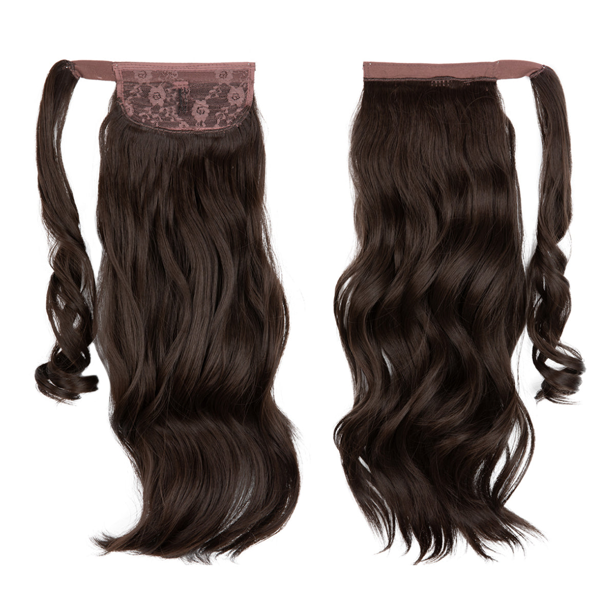 Wrap Around Long Curly Ponytail Dark Brown 18in