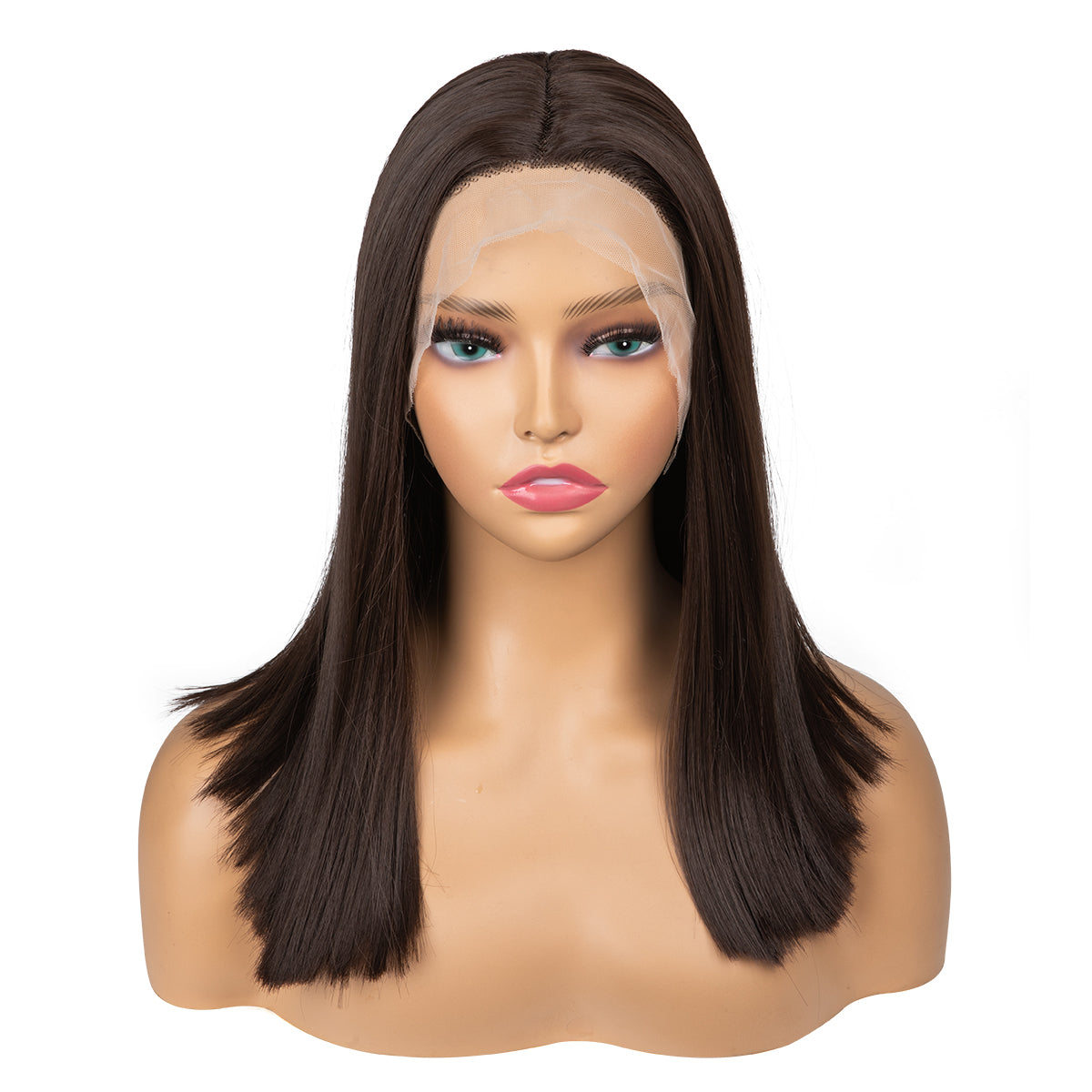 Short Straight Forehead Lace Front Bob Wig