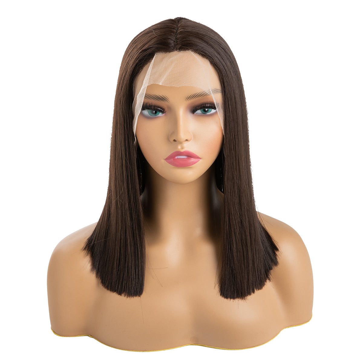 Short Straight Forehead Lace Front Bob Wig