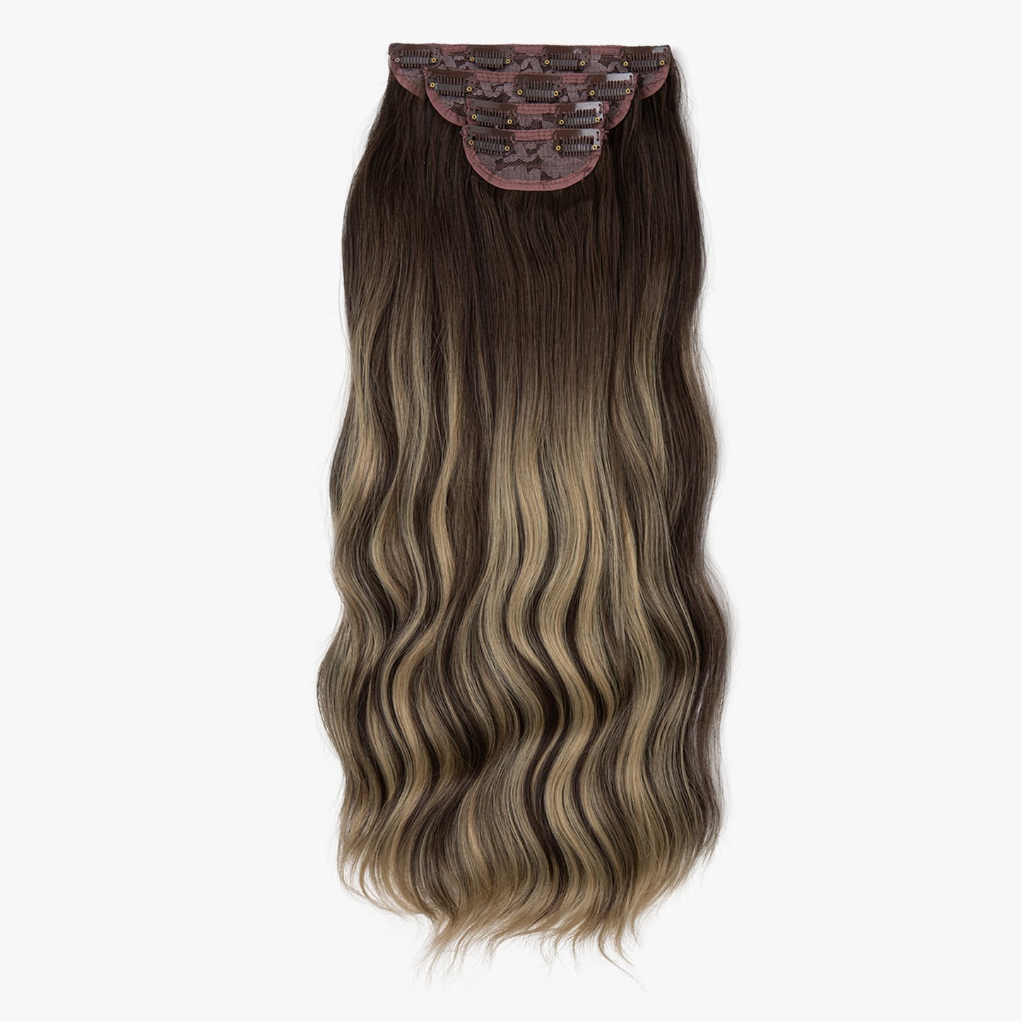 Clip In Hair Extensions 4 PCS Dark Brown Mixed Ash Blonde