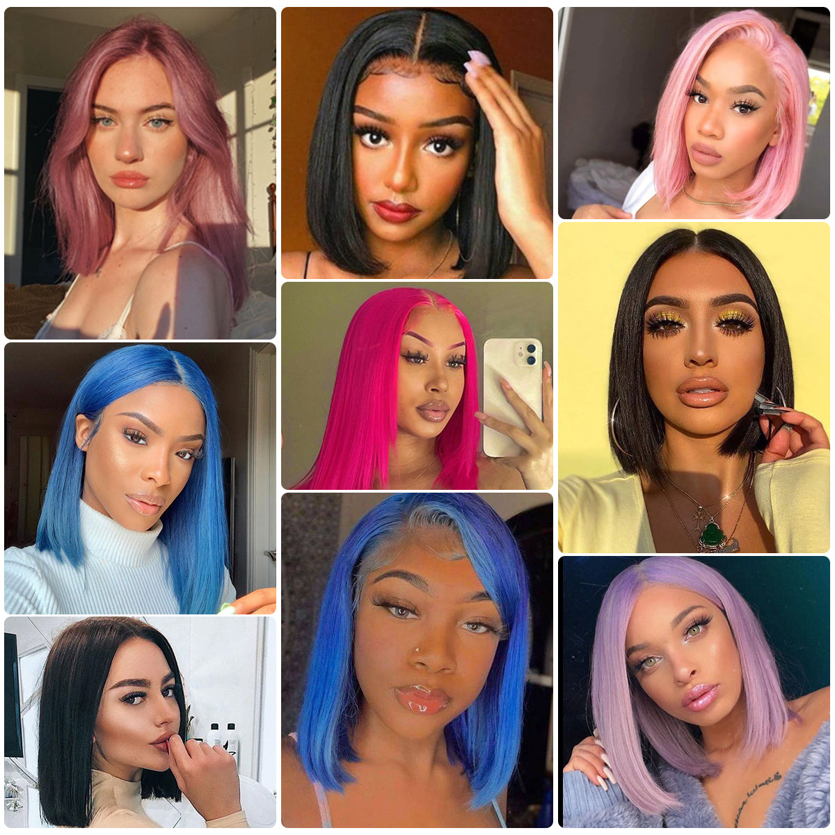 Short Straight Forehead Lace Front Bob Wig