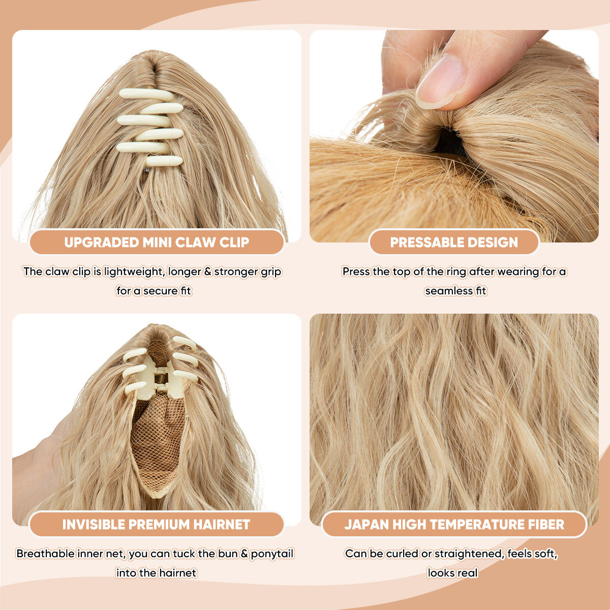 Claw Clip Short Ponytail Extension Wavy Ponytail