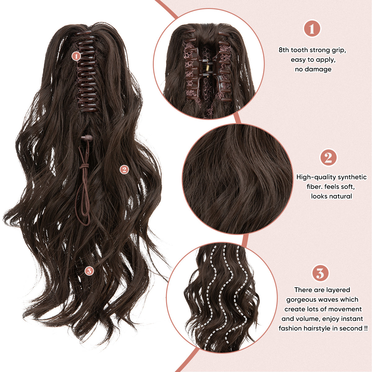Natural long curly ponytail