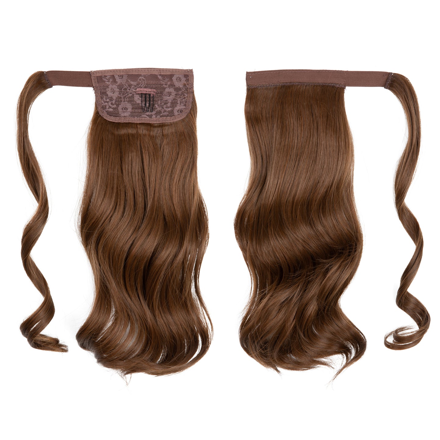 Wrap Around Long Curly Ponytail Light Brown 14in