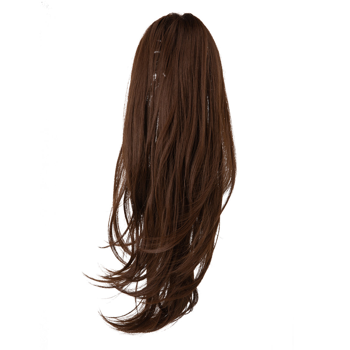 Clip In Hair Extensions Long Straight Ponytail Medium Auburn Brown
