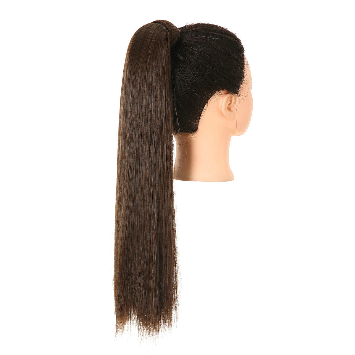 Clip Drawstring Fake Long Ponytail Medium Ash Brown 24in