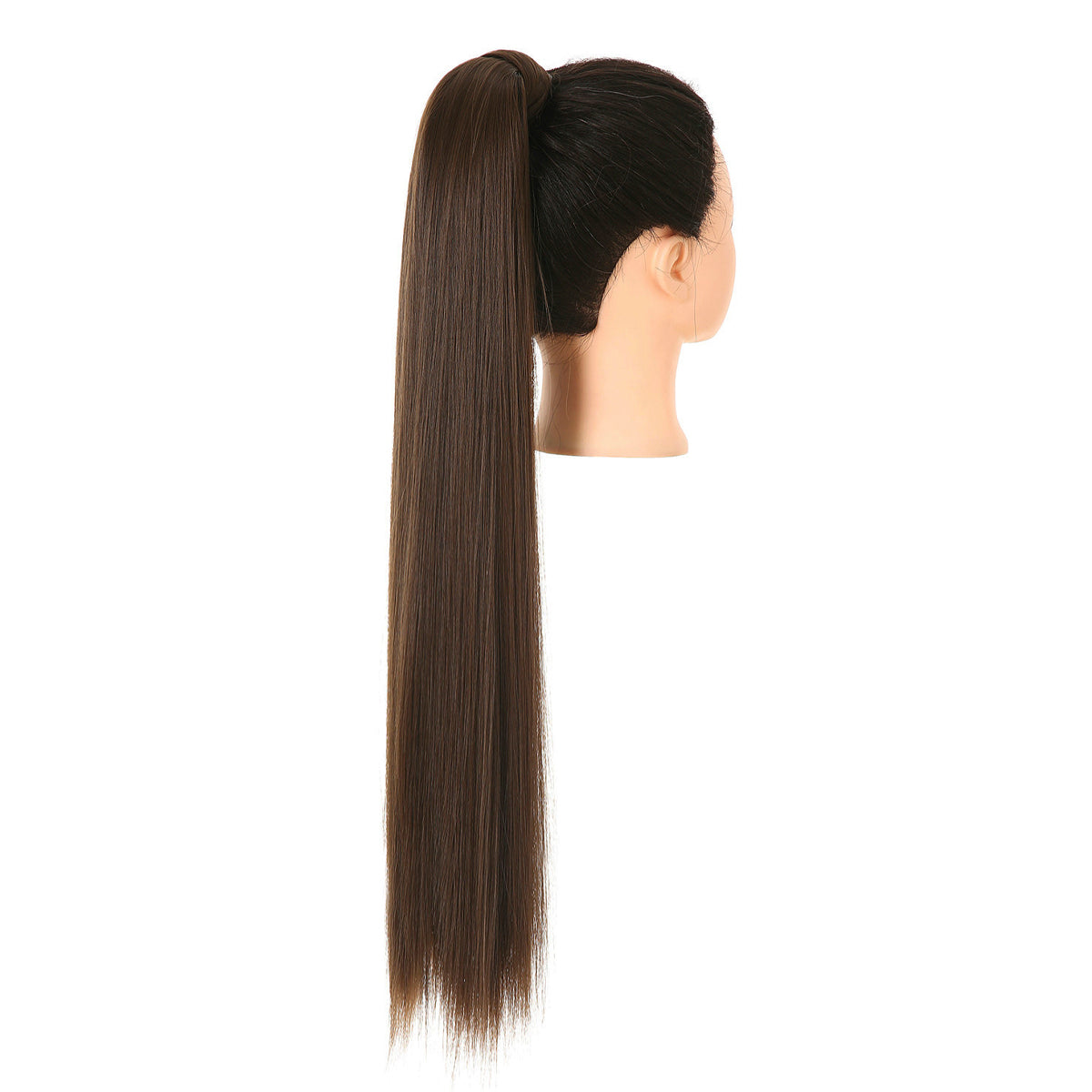 Clip Drawstring Fake Long Ponytail Medium Ash Brown 32in