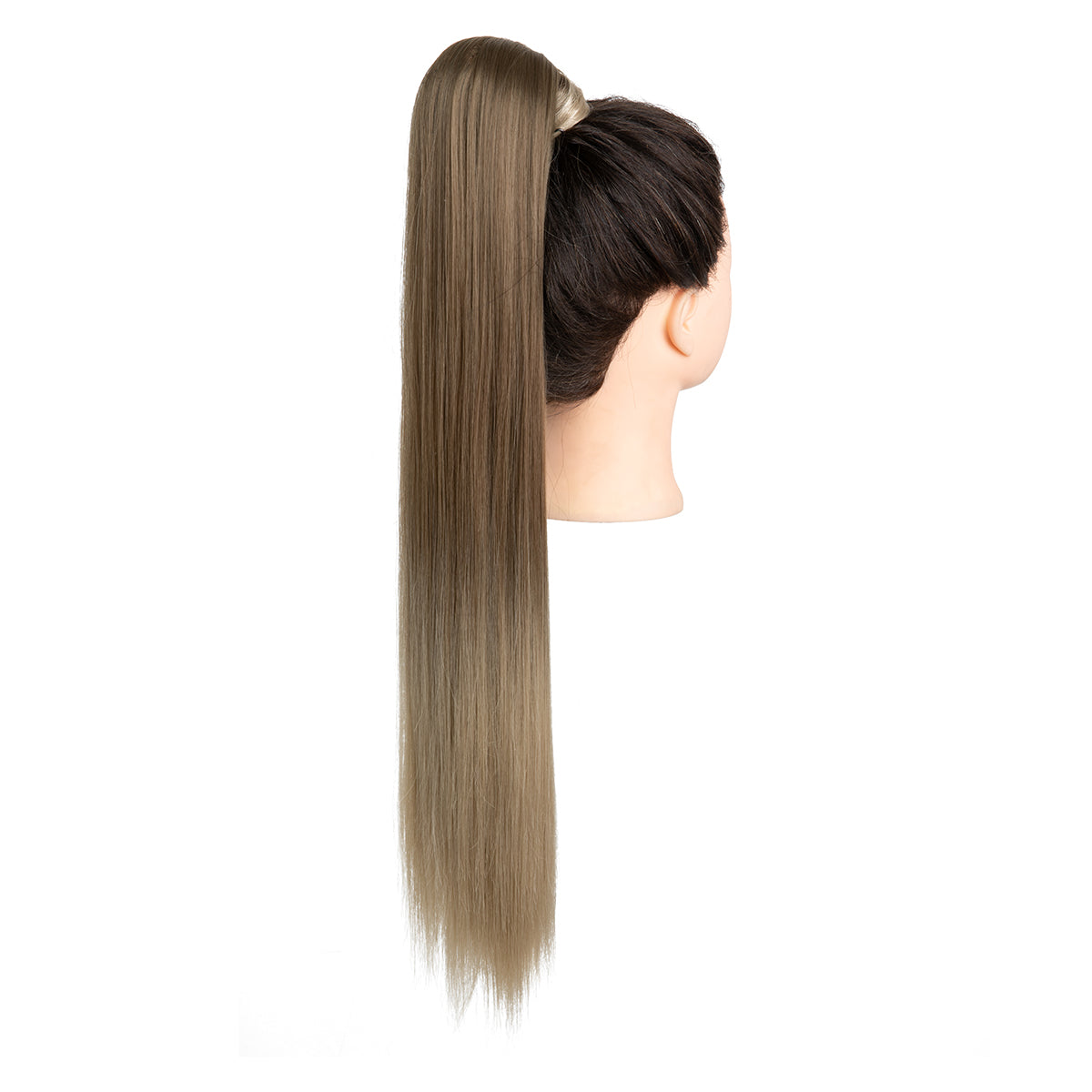 Clip Drawstring Fake Long Ponytail Brown to Ash Blonde 24in
