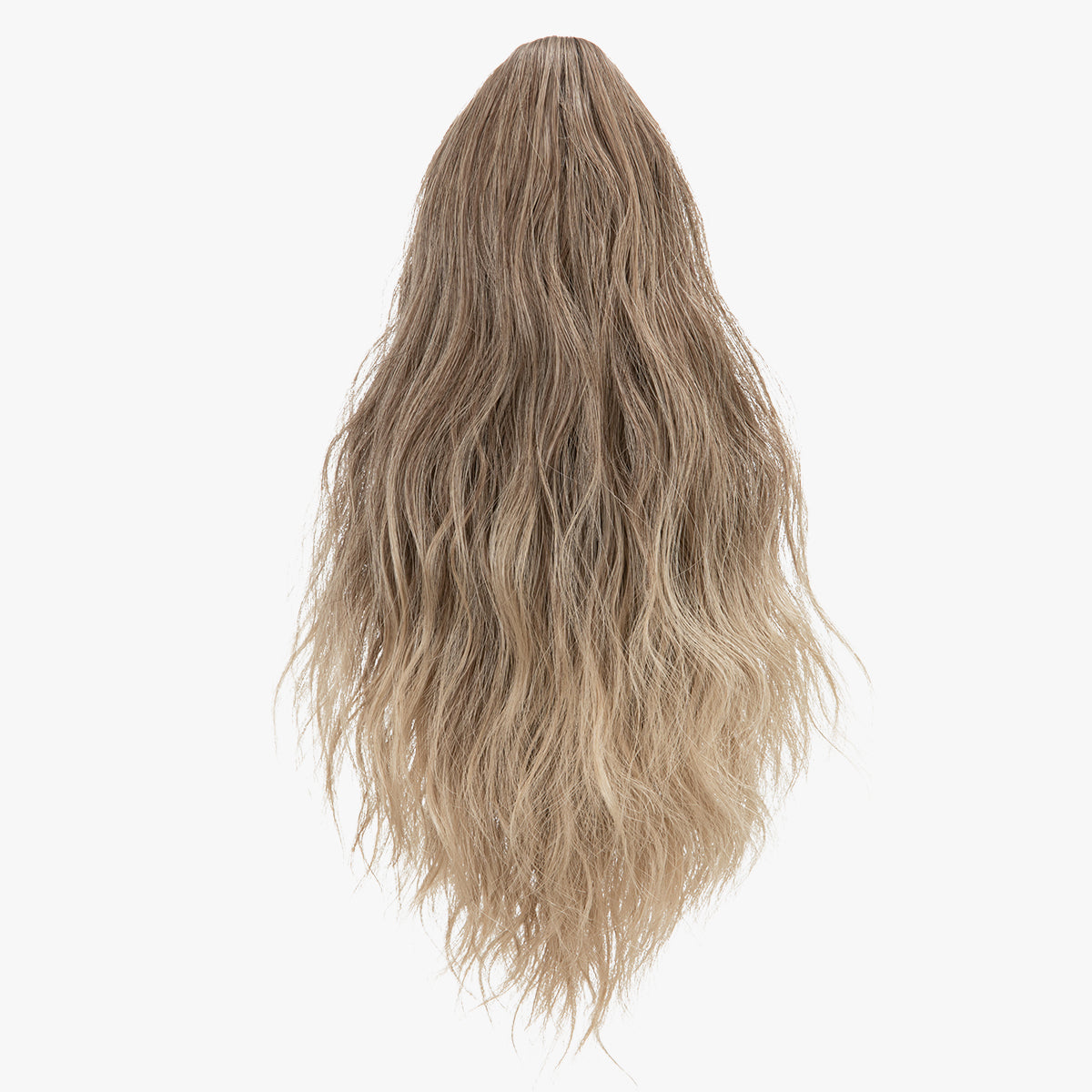 Claw Clip Short Ponytail Extension Wavy Ponytail Brown to Ash Blonde