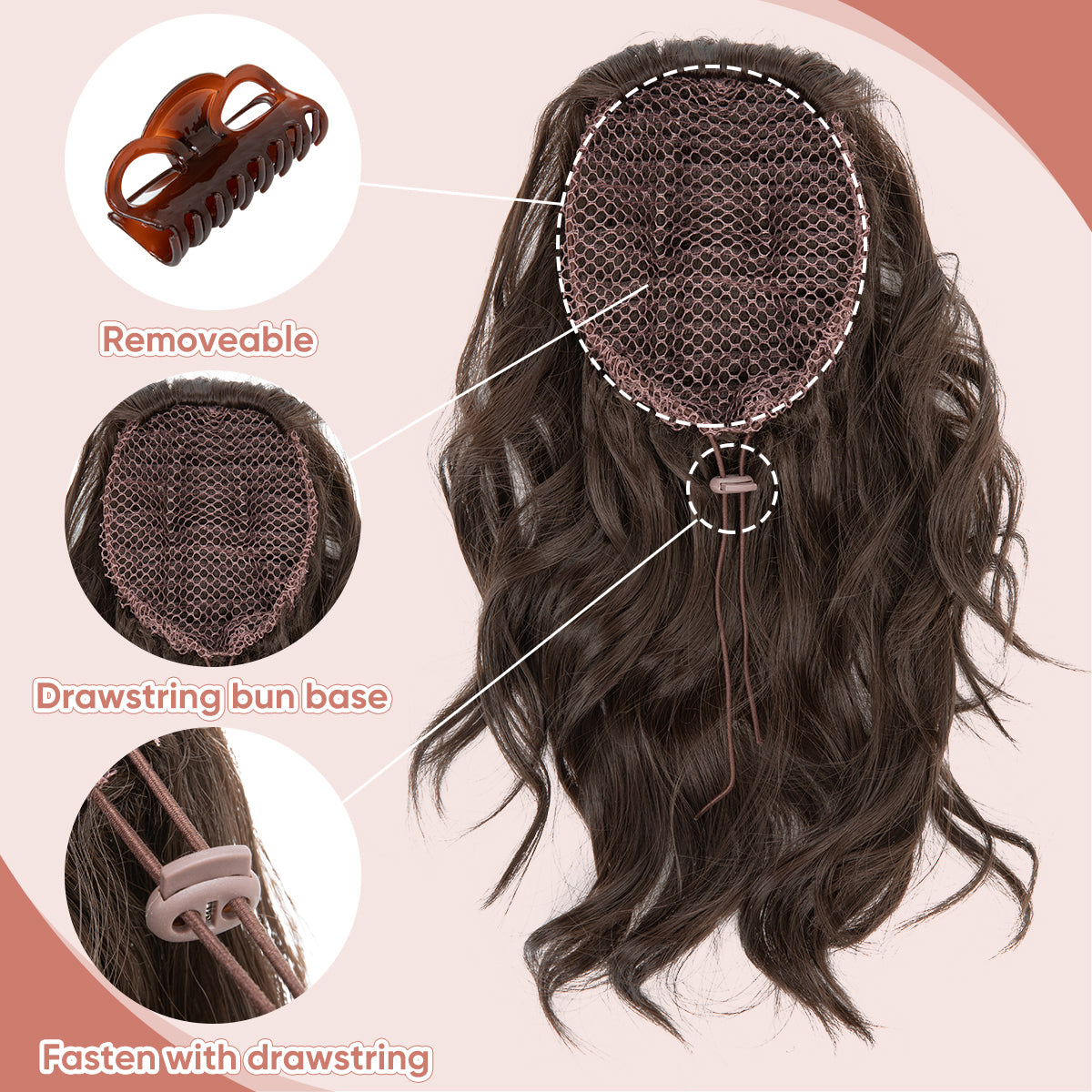 Natural long curly ponytail