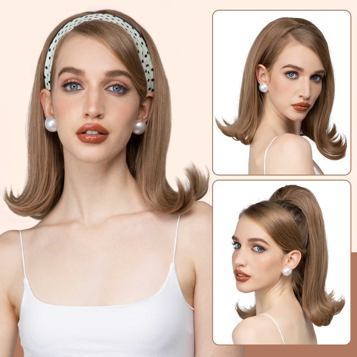 Curly Hair Drawstring Hat Ponytail Half Head Wig