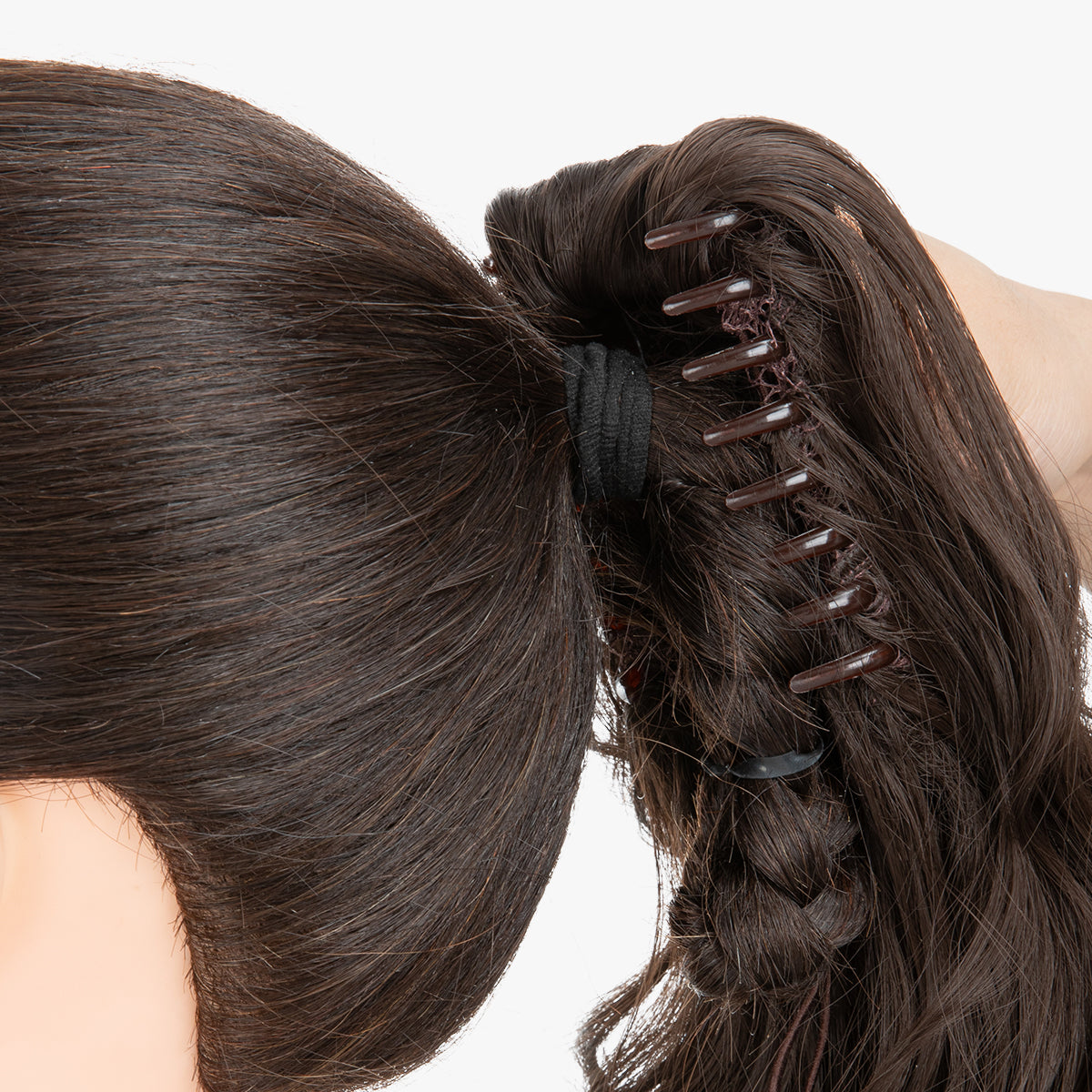 Natural long curly ponytail