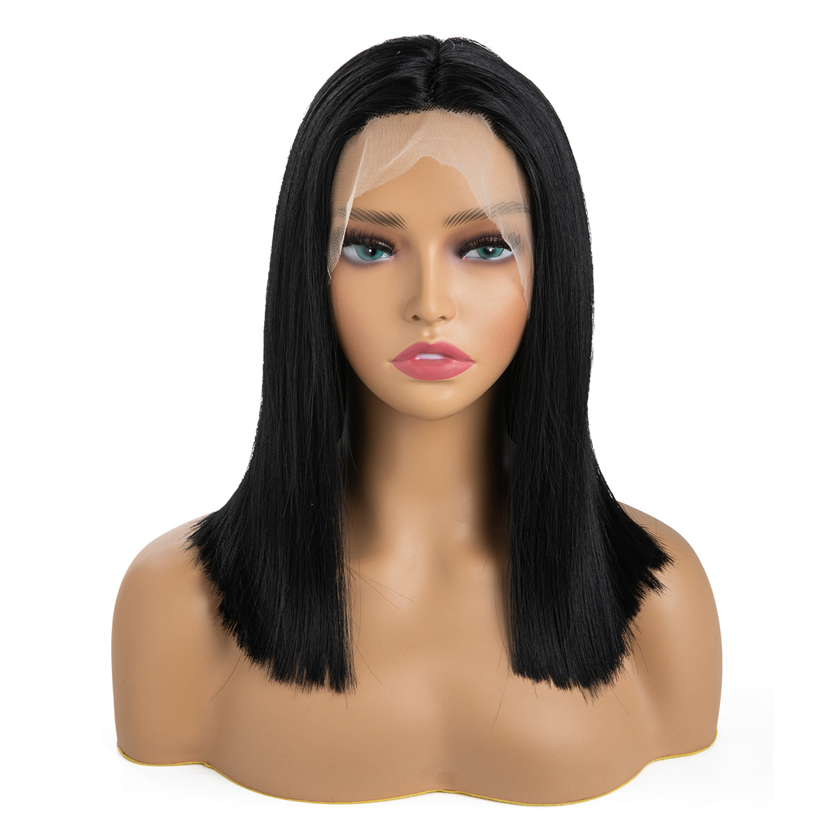Short Straight Forehead Lace Front Bob Wig